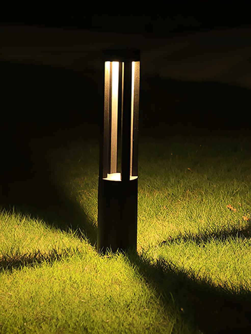 Black Cylindrical Solar Outdoor Post Light - Blowlighting