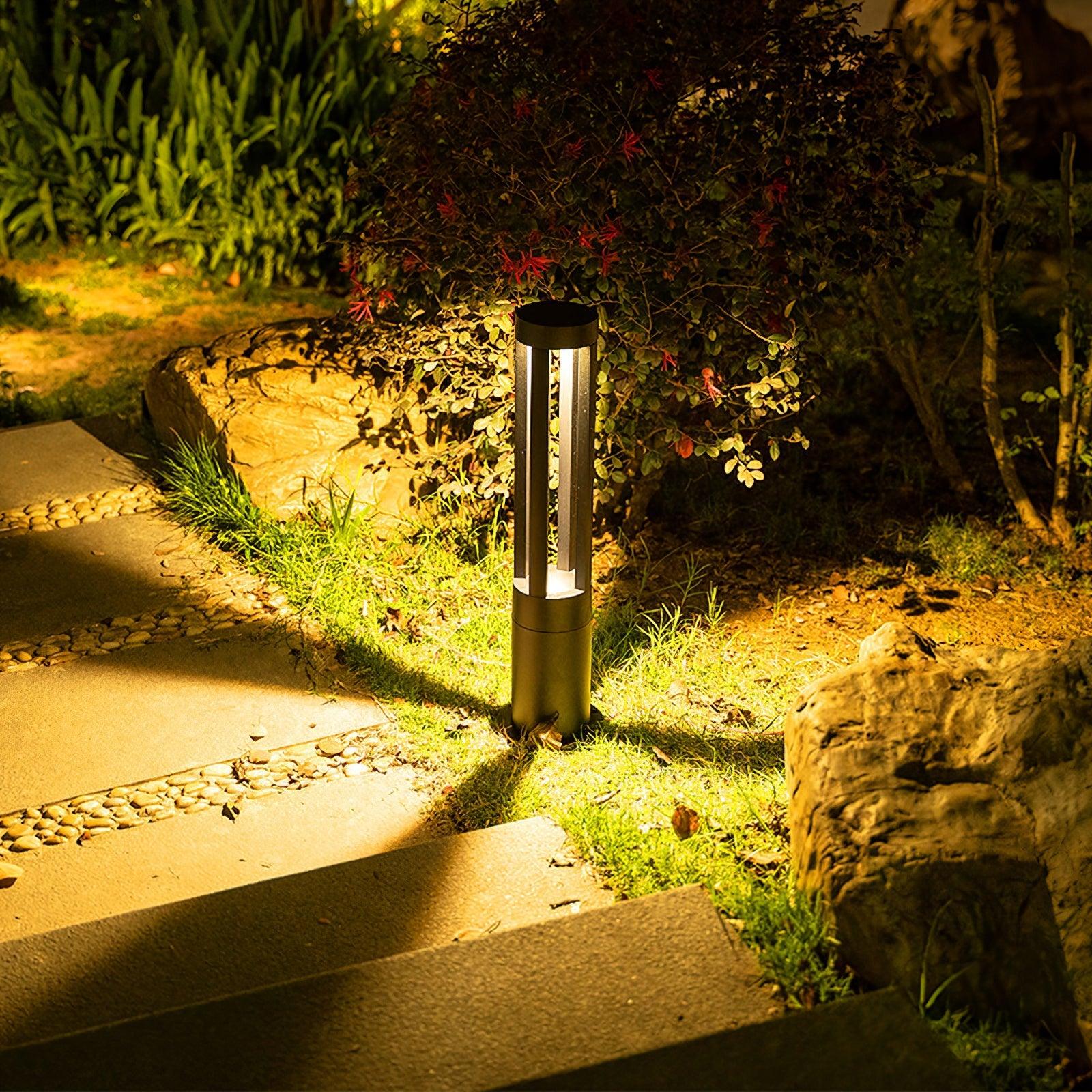 Black Cylindrical Solar Outdoor Post Light - Blowlighting