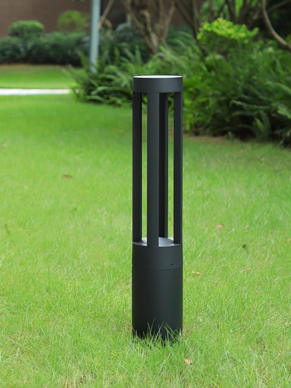 Black Cylindrical Solar Outdoor Post Light - Blowlighting