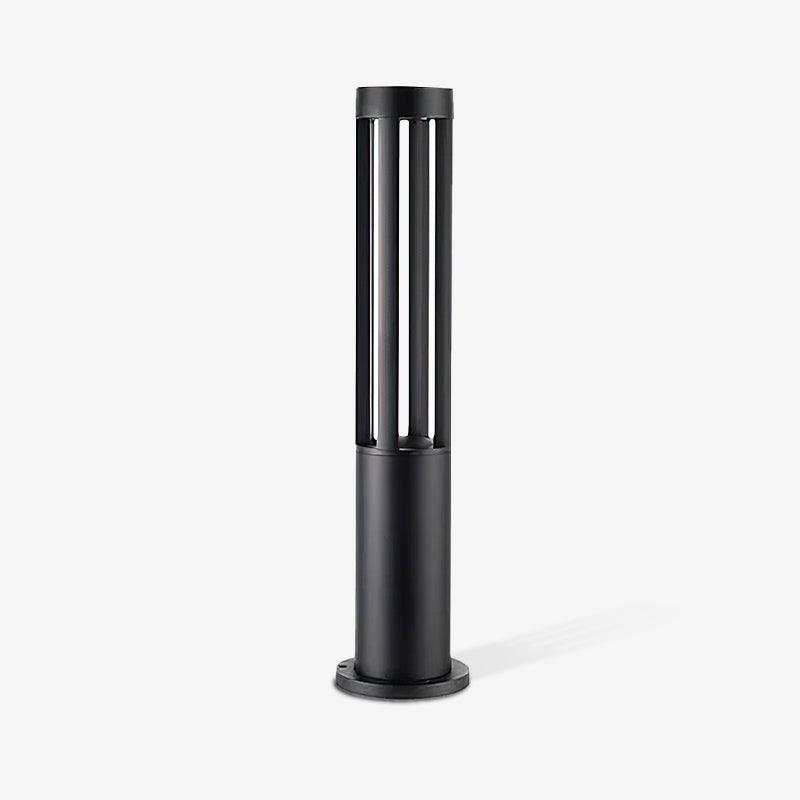 Black Cylindrical Solar Outdoor Post Light - Blowlighting