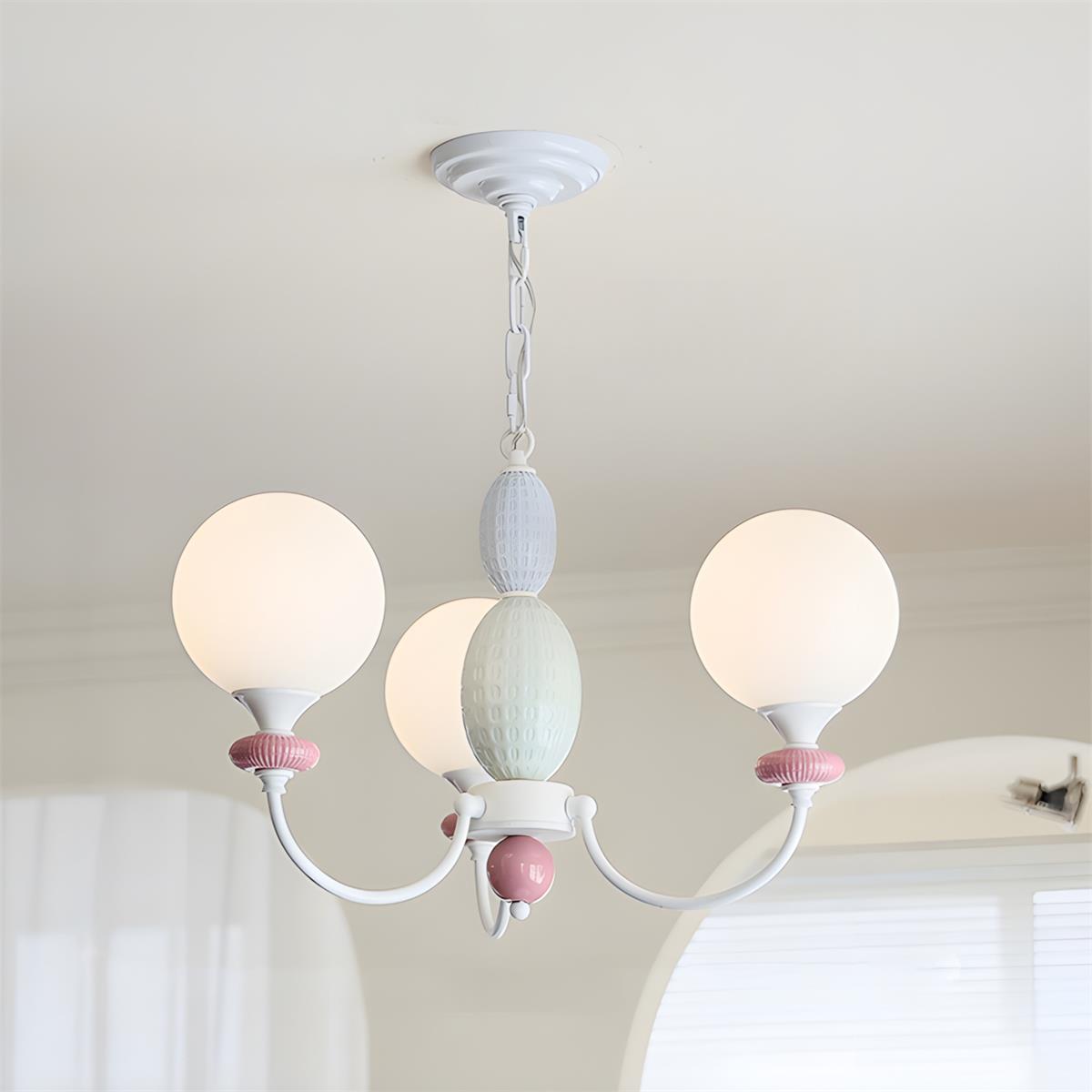 Xavren Elegant White Glass Chandelier