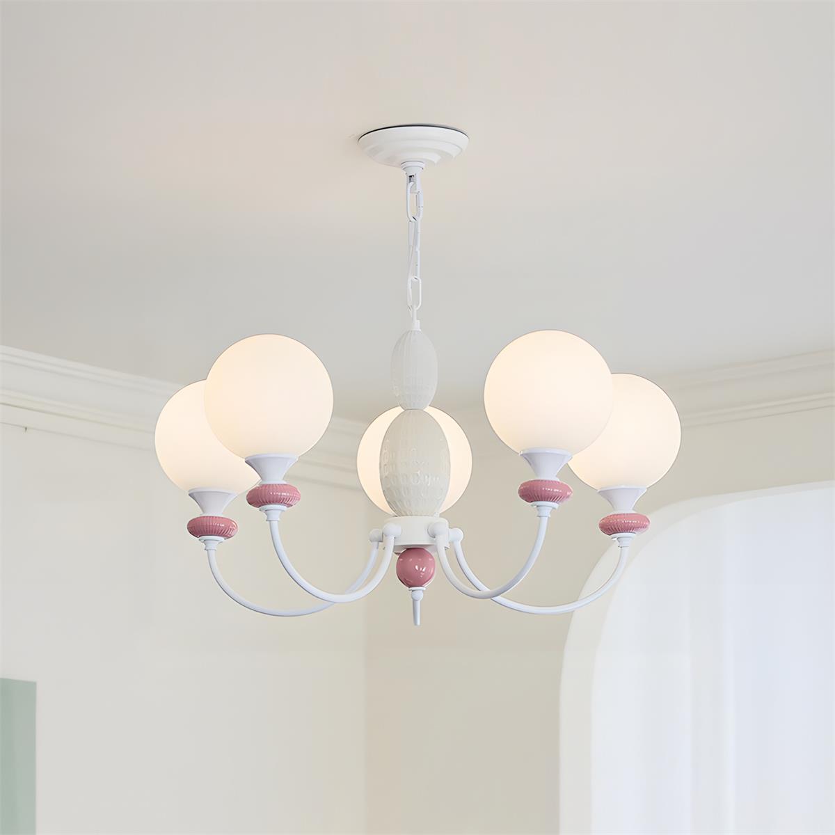 Xavren Elegant White Glass Chandelier