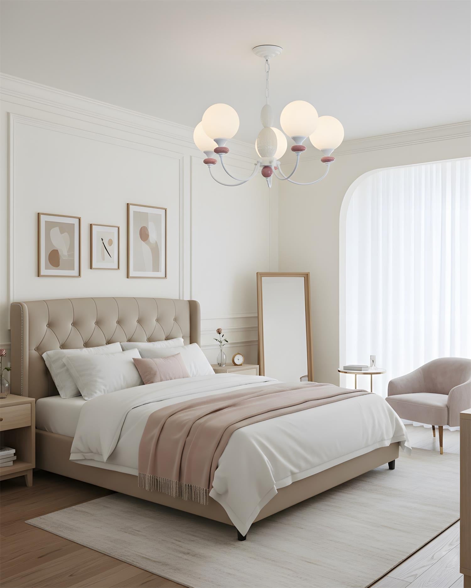 Xavren Elegant White Glass Chandelier