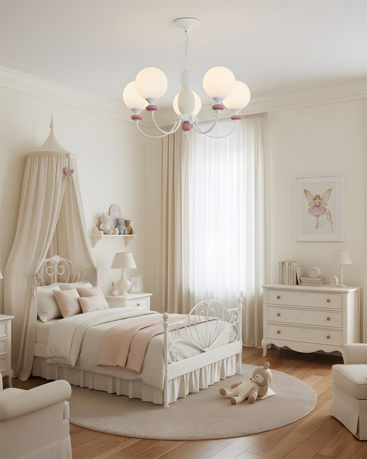 Xavren Elegant White Glass Chandelier