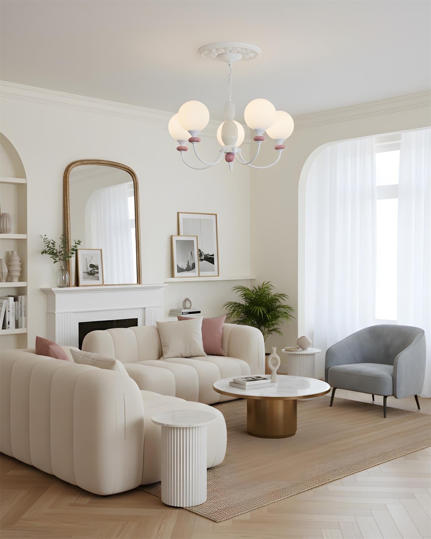 Xavren Elegant White Glass Chandelier