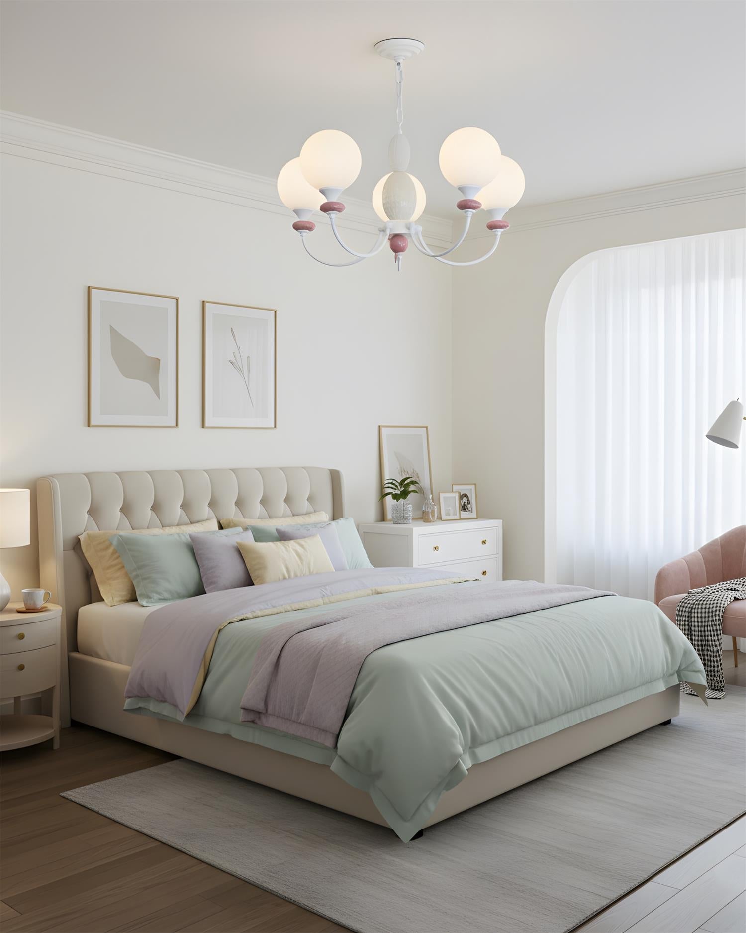 Xavren Elegant White Glass Chandelier