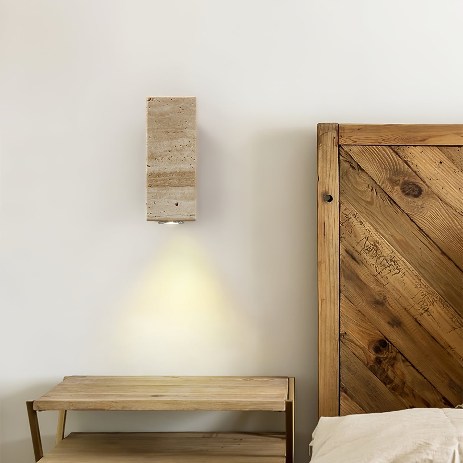 Celore Cylinder-Wood Travertine Wall Light - Blowlighting