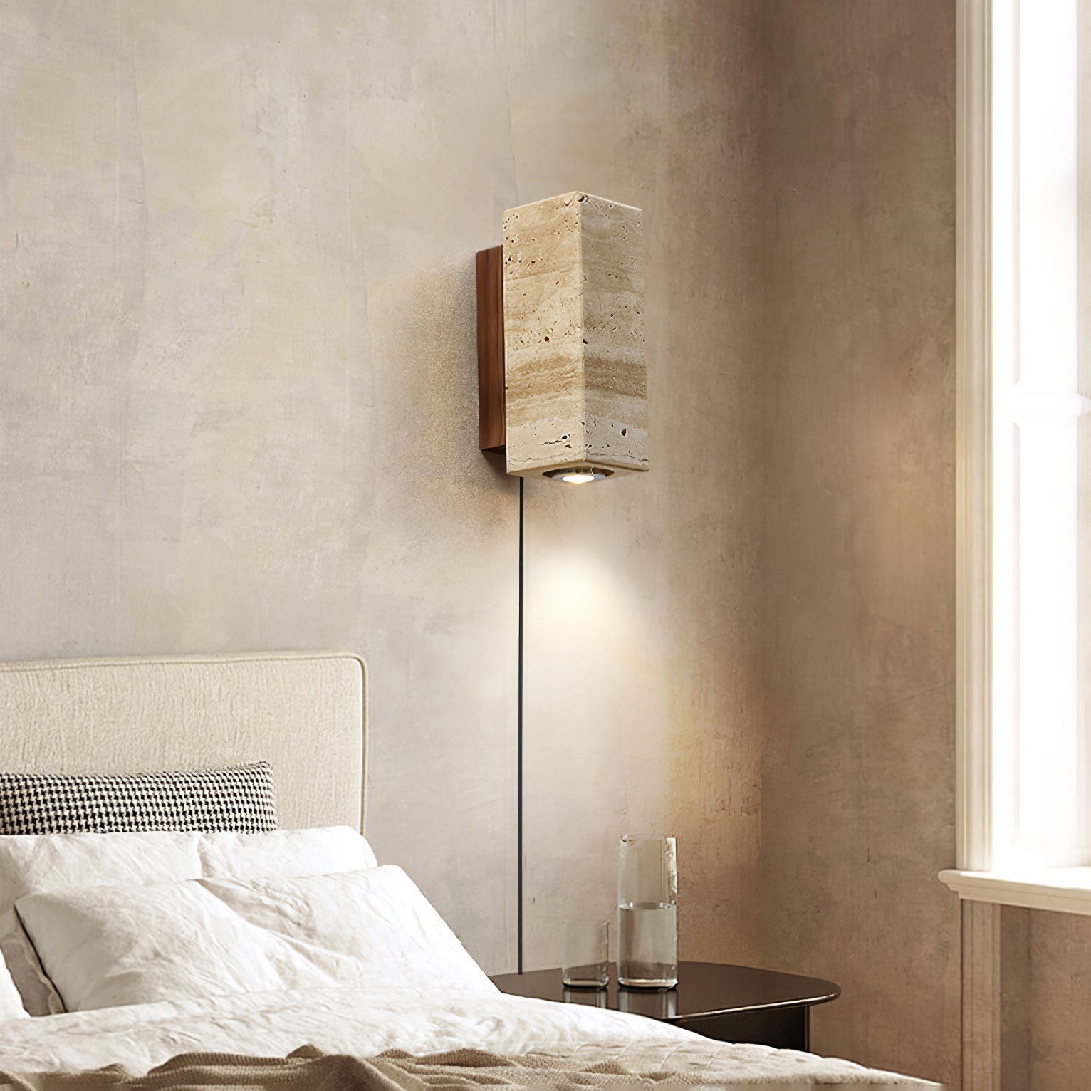Veyrila Rectangular Travertine Wall Light - Blowlighting