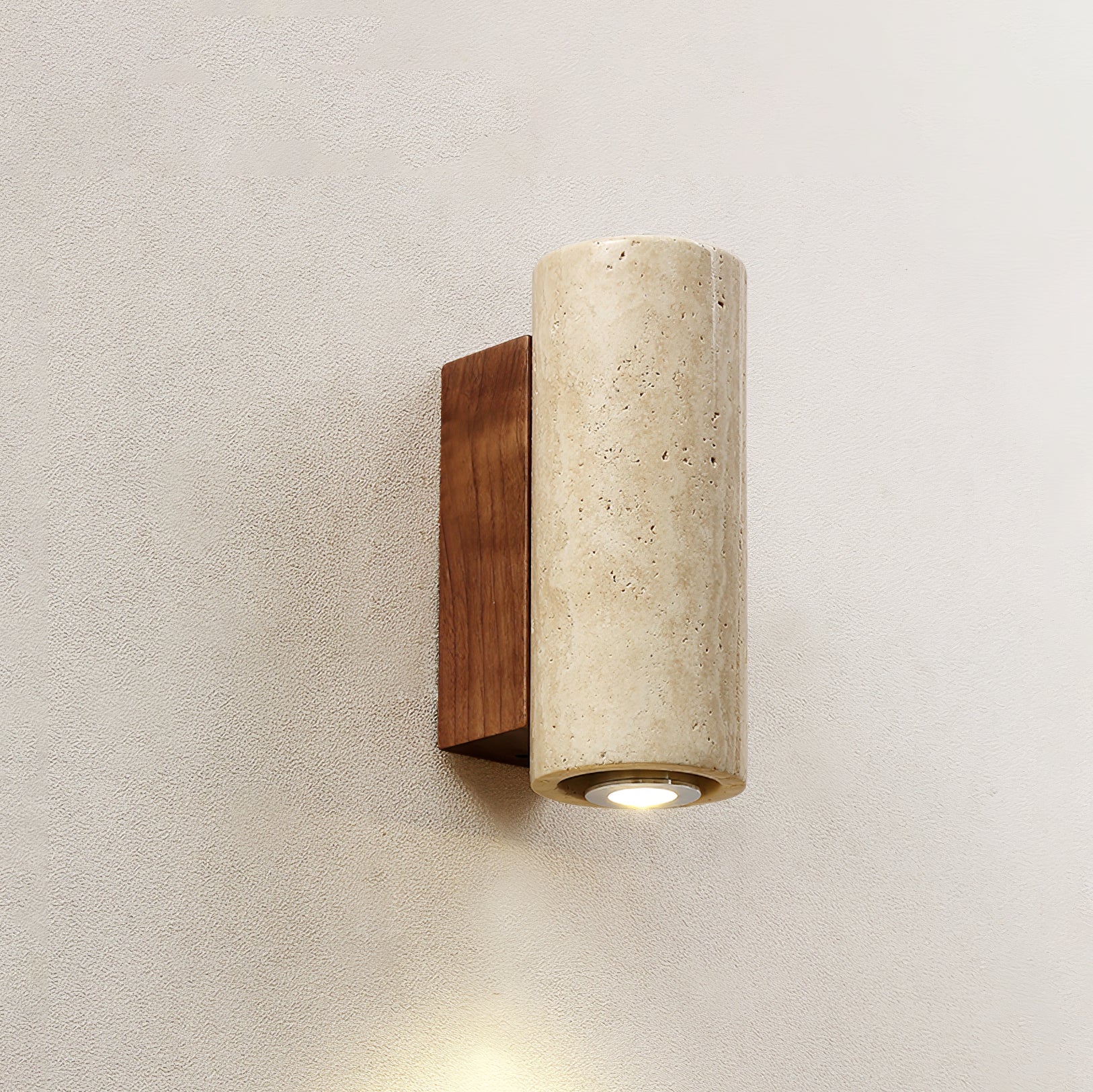 Celore Cylinder-Wood Travertine Wall Light - Blowlighting