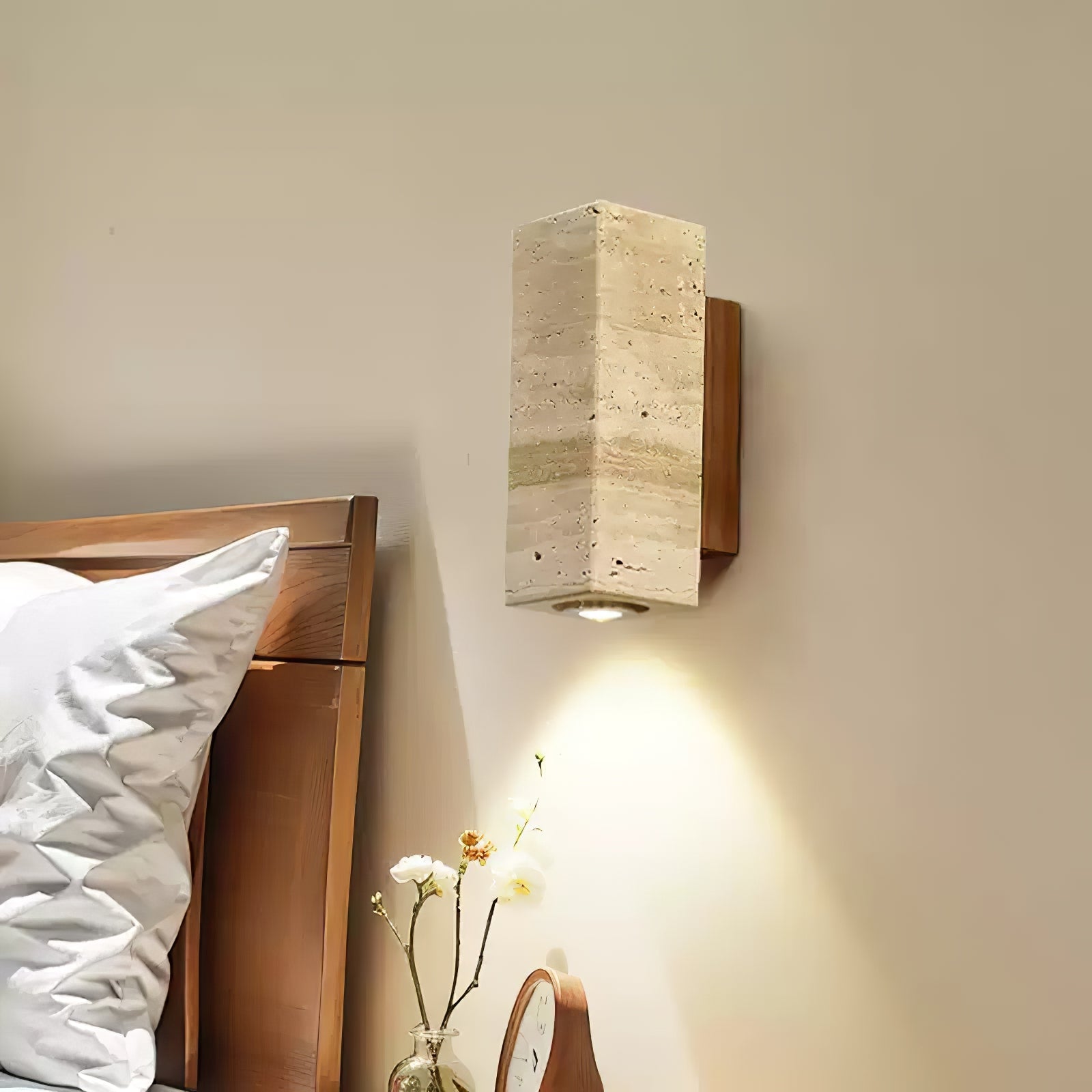 Veyrila Rectangular Travertine Wall Light - Blowlighting