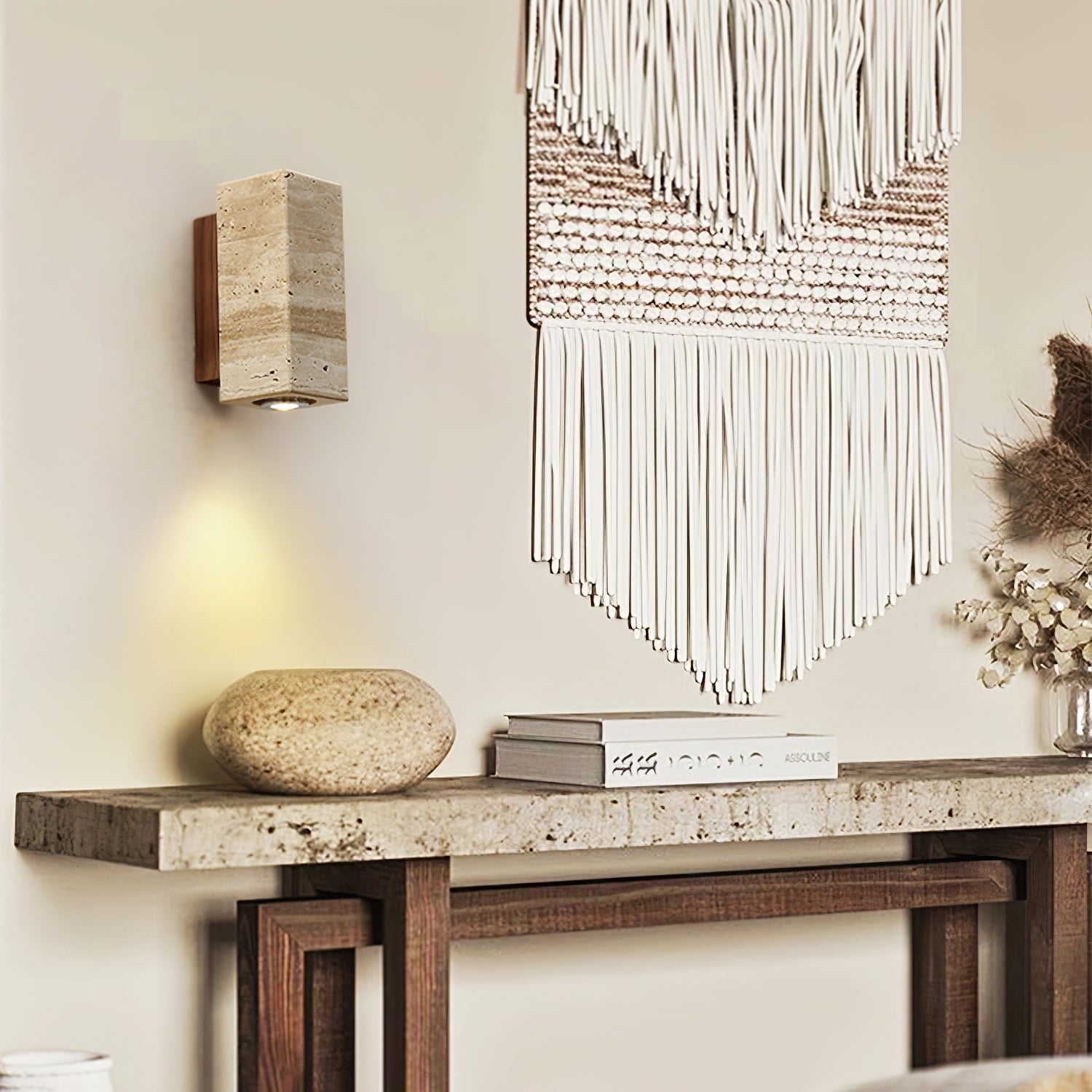 Veyrila Rectangular Travertine Wall Light - Blowlighting