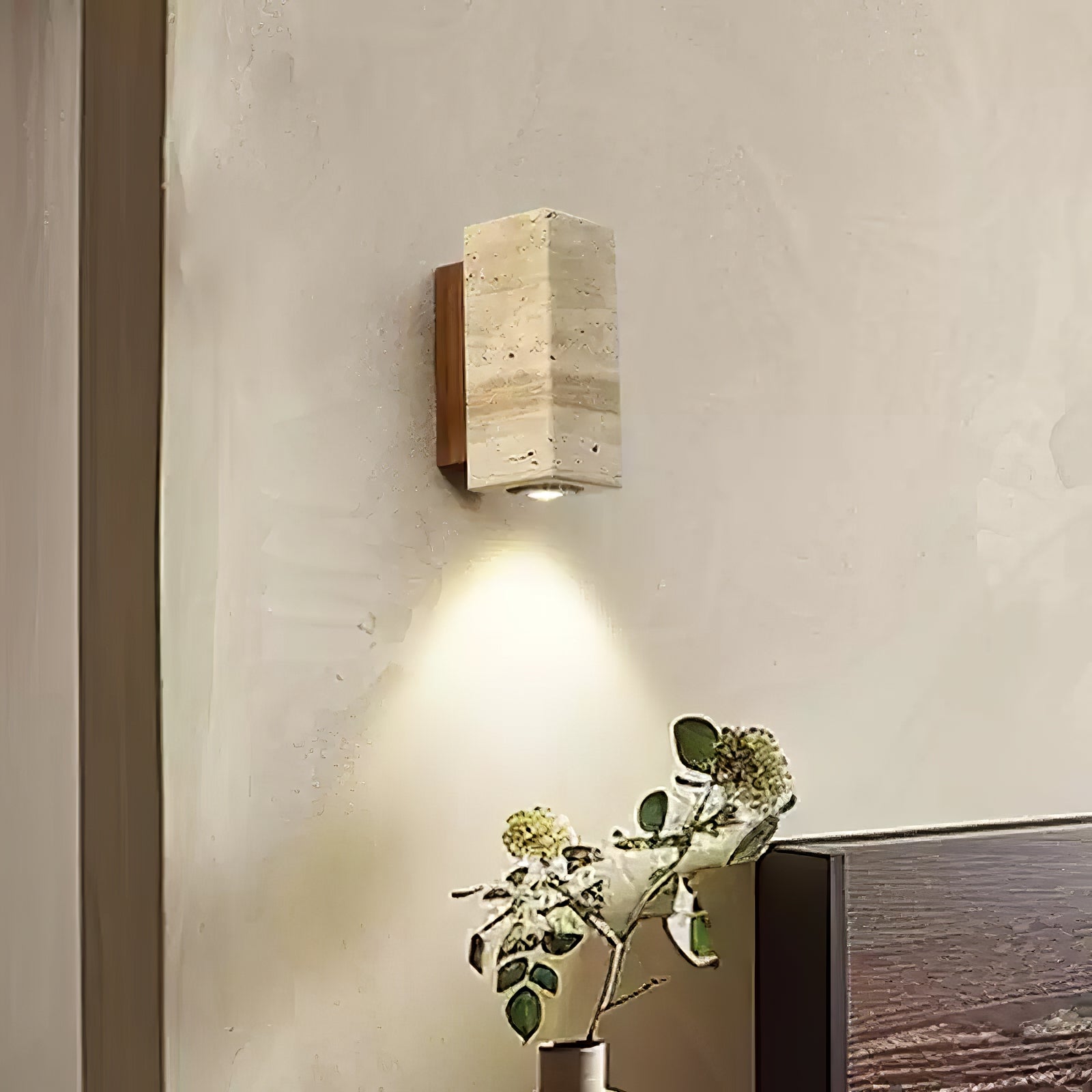 Veyrila Rectangular Travertine Wall Light - Blowlighting