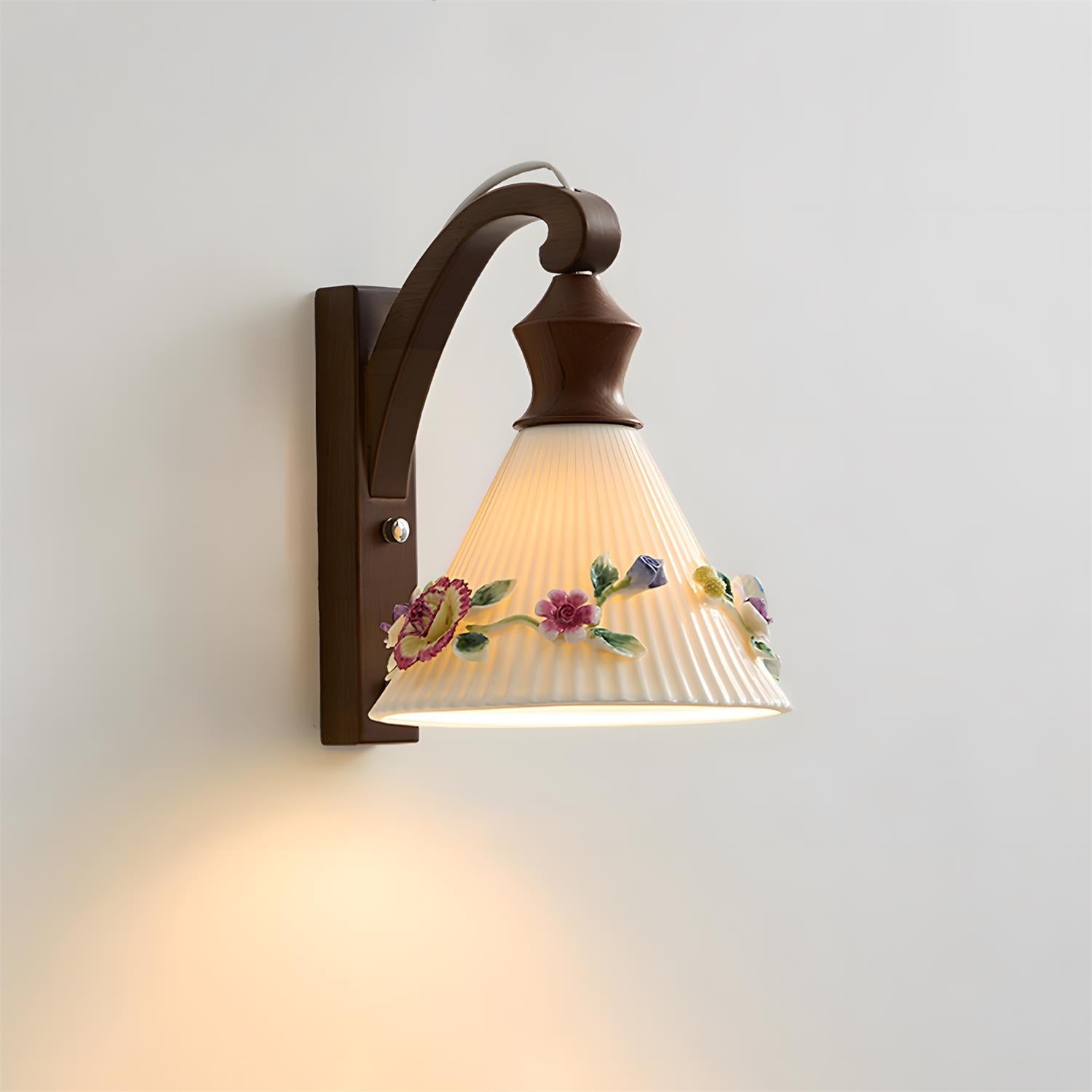 Romanty Elegant Flower Wood Wall Lamp