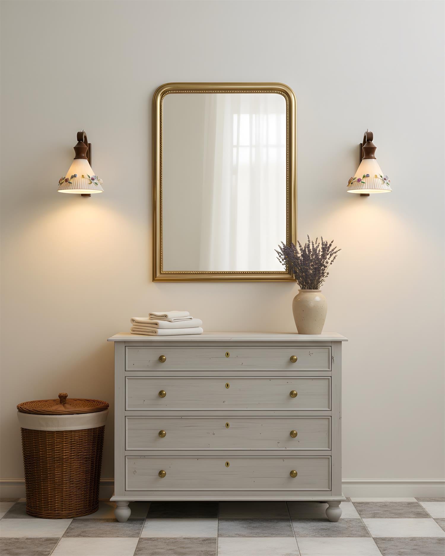 Romanty Elegant Flower Wood Wall Lamp