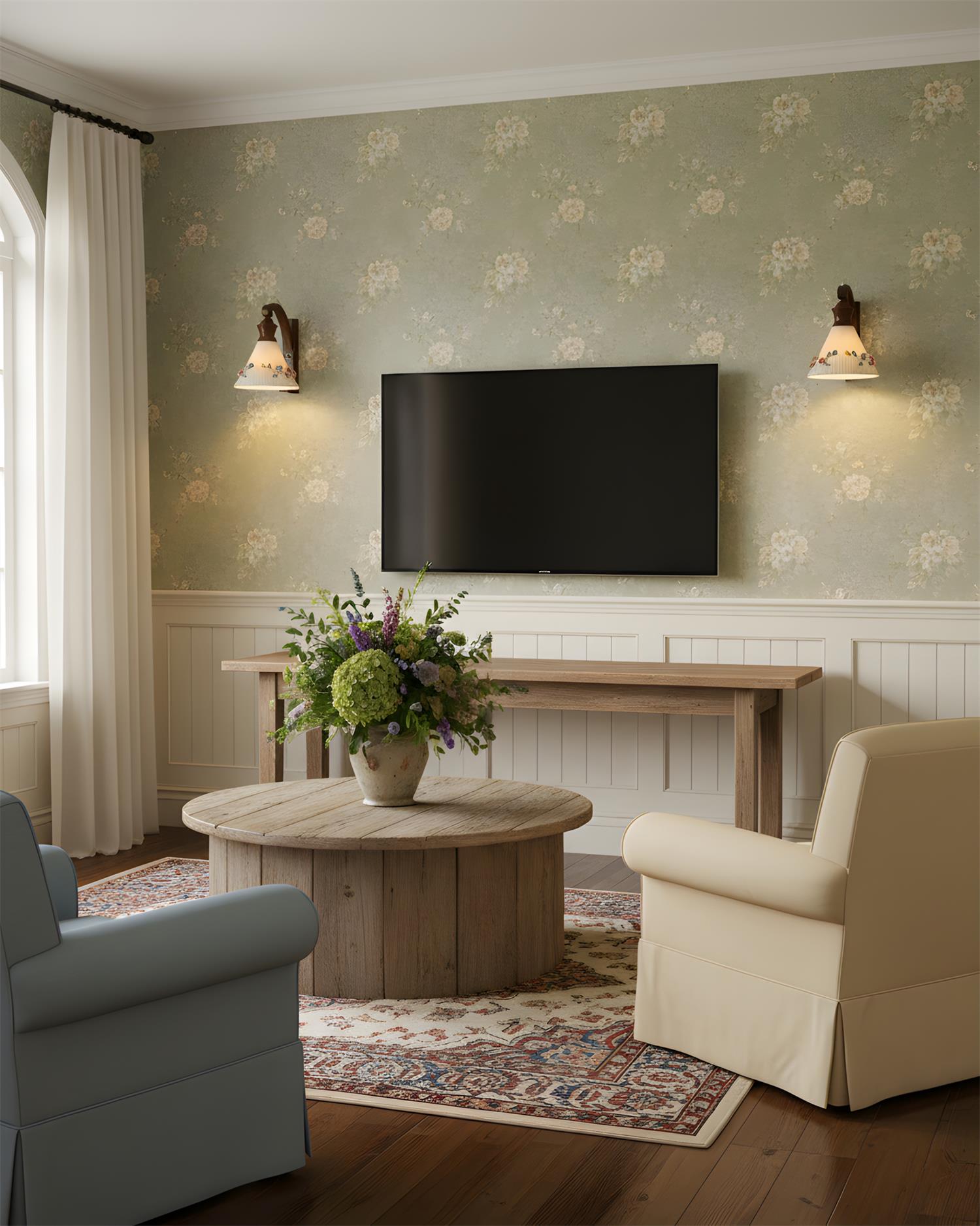 Romanty Elegant Flower Wood Wall Lamp