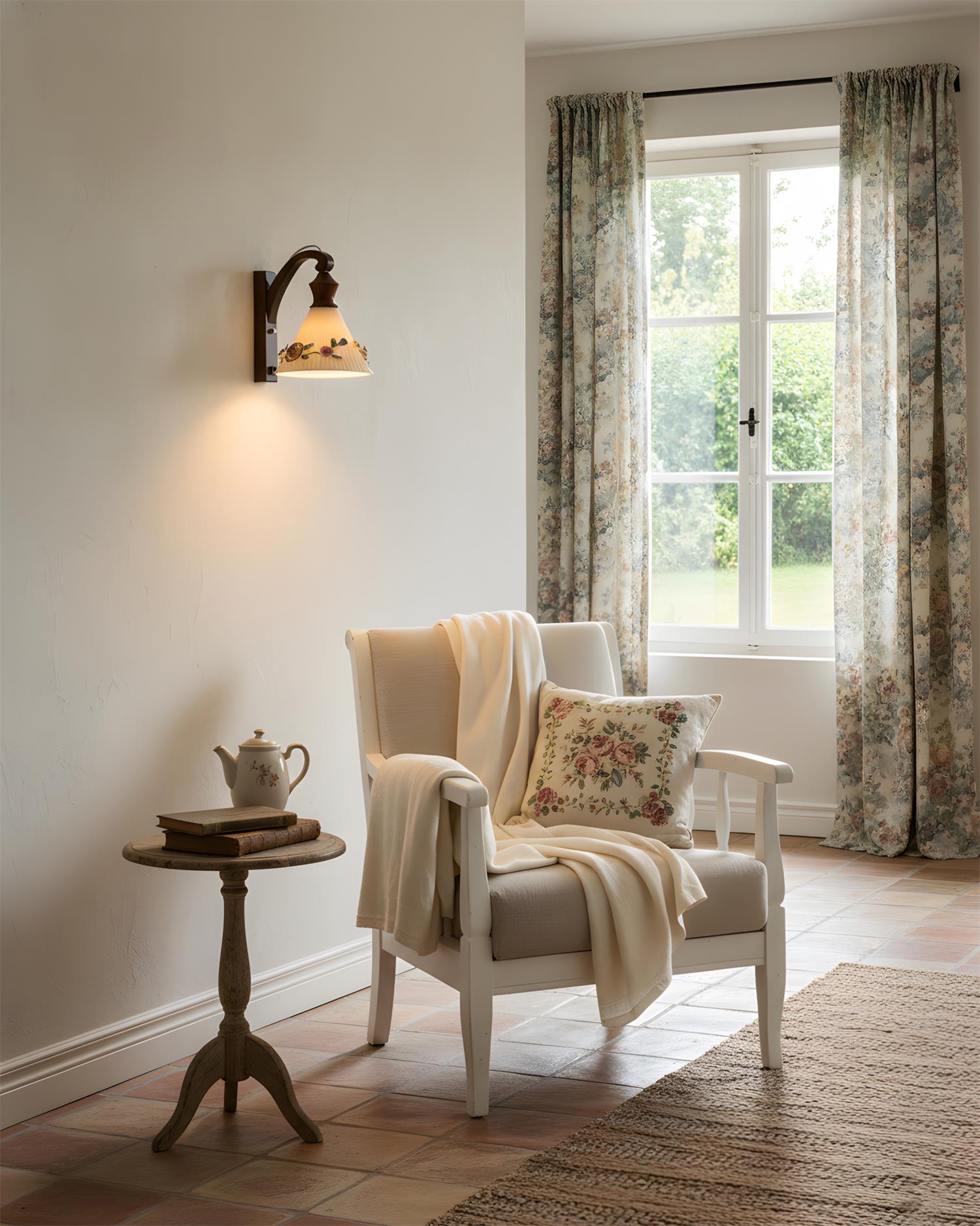 Romanty Elegant Flower Wood Wall Lamp