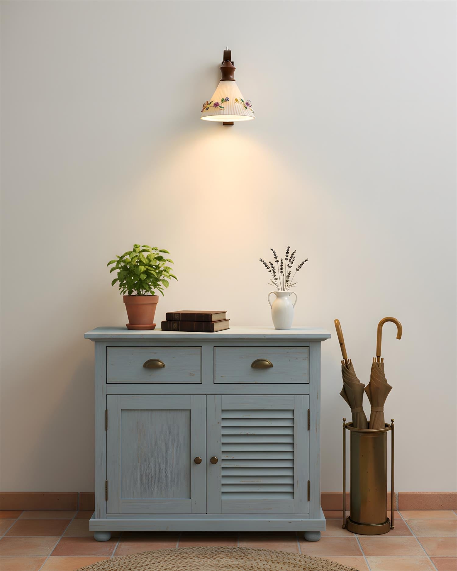 Romanty Elegant Flower Wood Wall Lamp