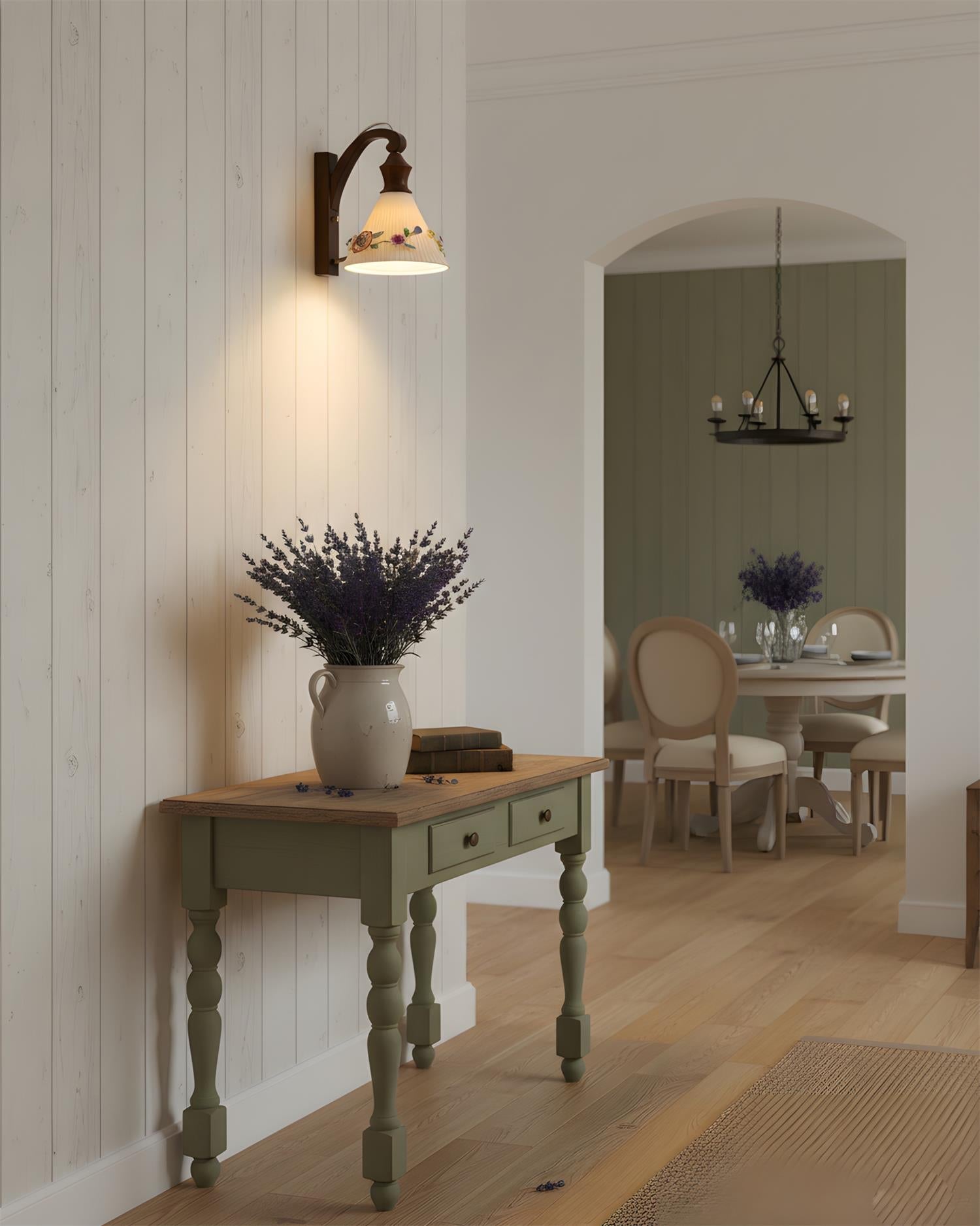 Romanty Elegant Flower Wood Wall Lamp