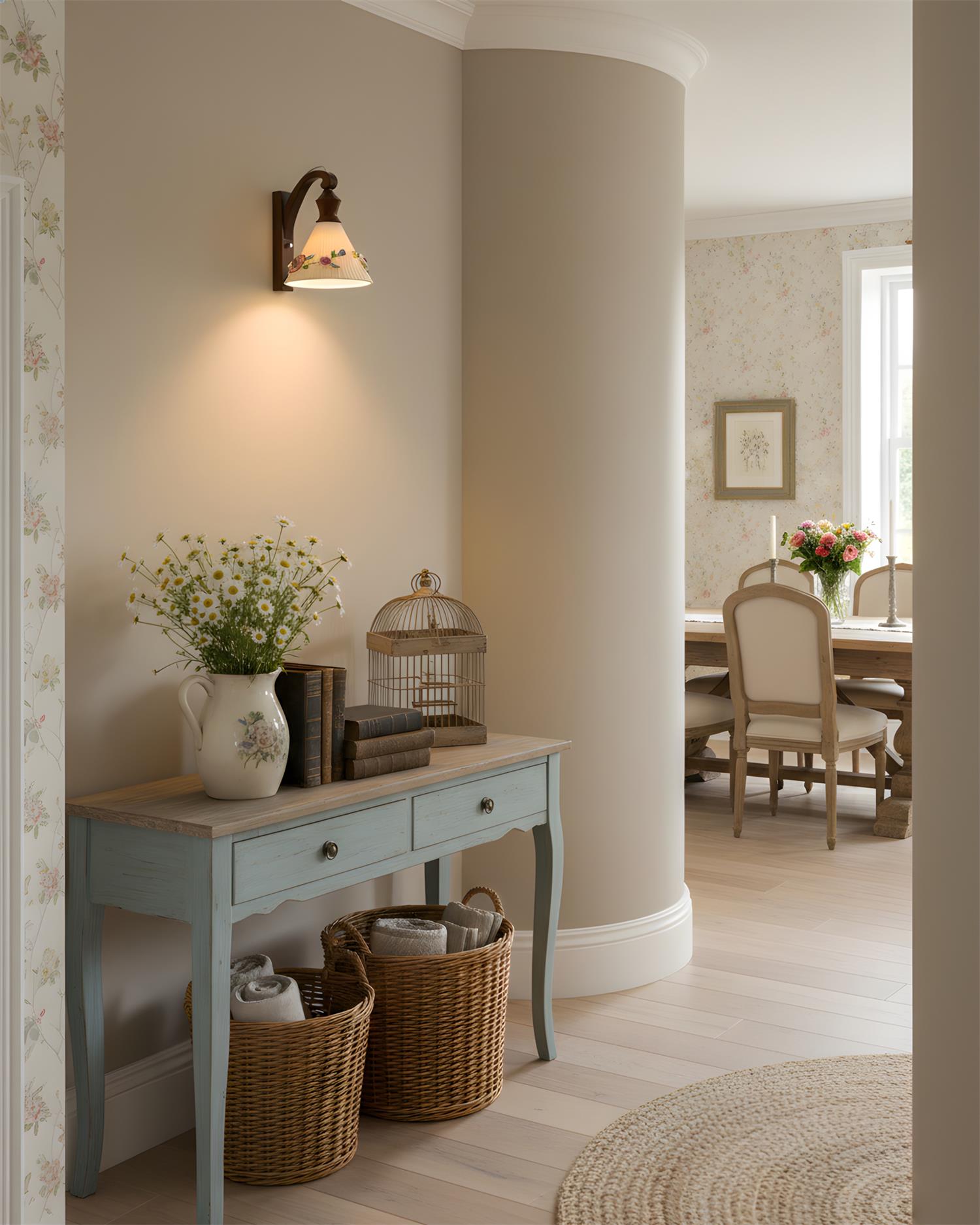 Romanty Elegant Flower Wood Wall Lamp