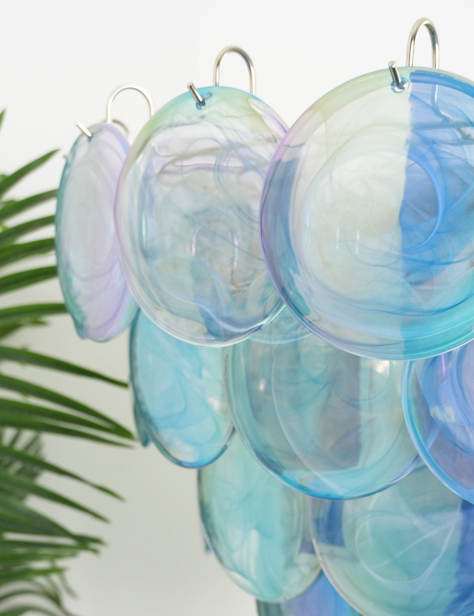 Aurora Chandelier Blue Murano Glass Disc Elegant - Blowlighting