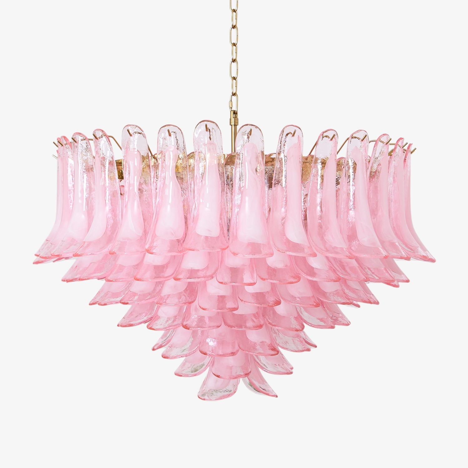 Aurora Chandelier Blush Pink Murano Glass Petals Elegant - Blowlighting