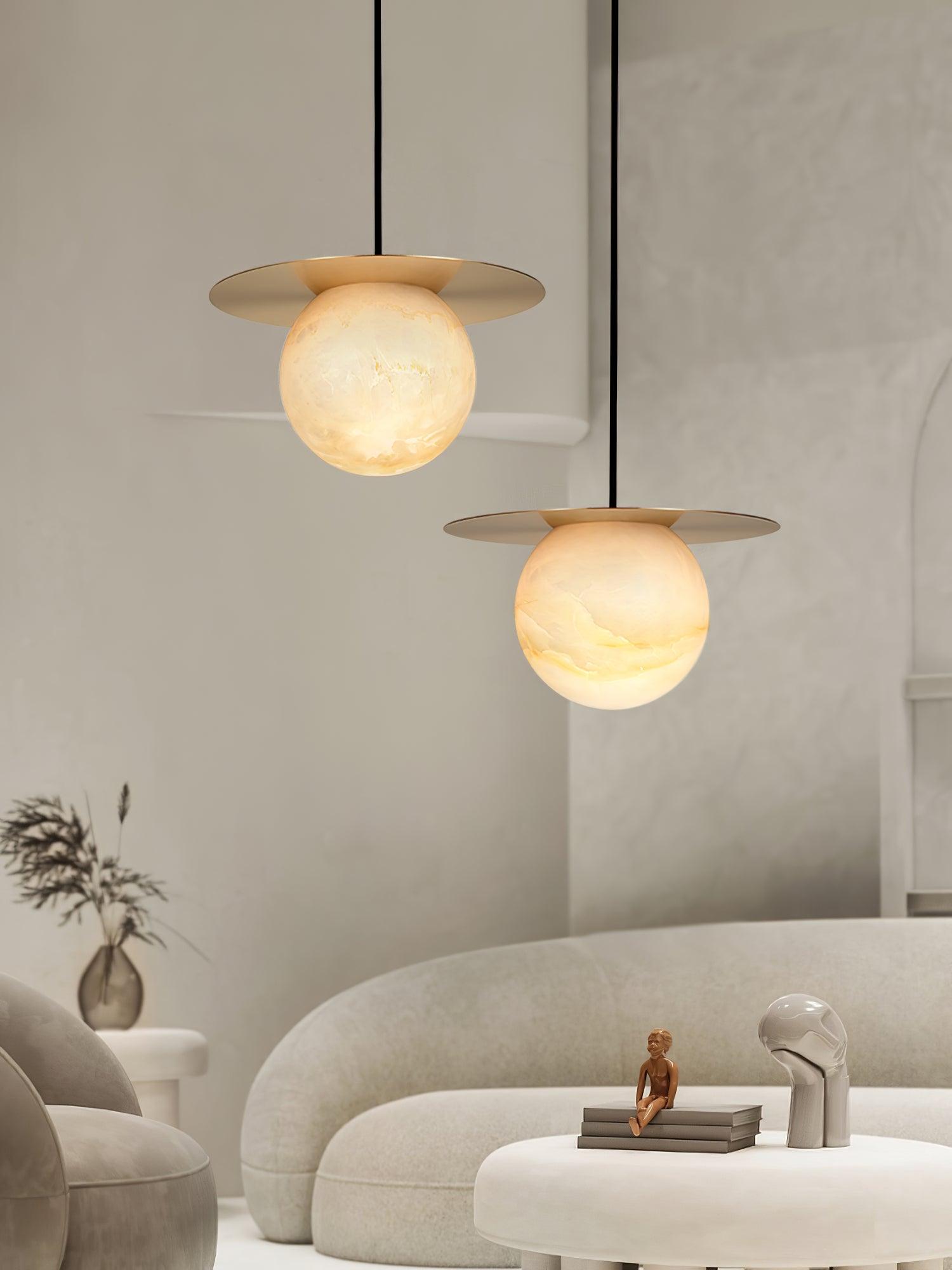 Nyvelyra Sphere Alabaster Pendant Light - Blowlighting