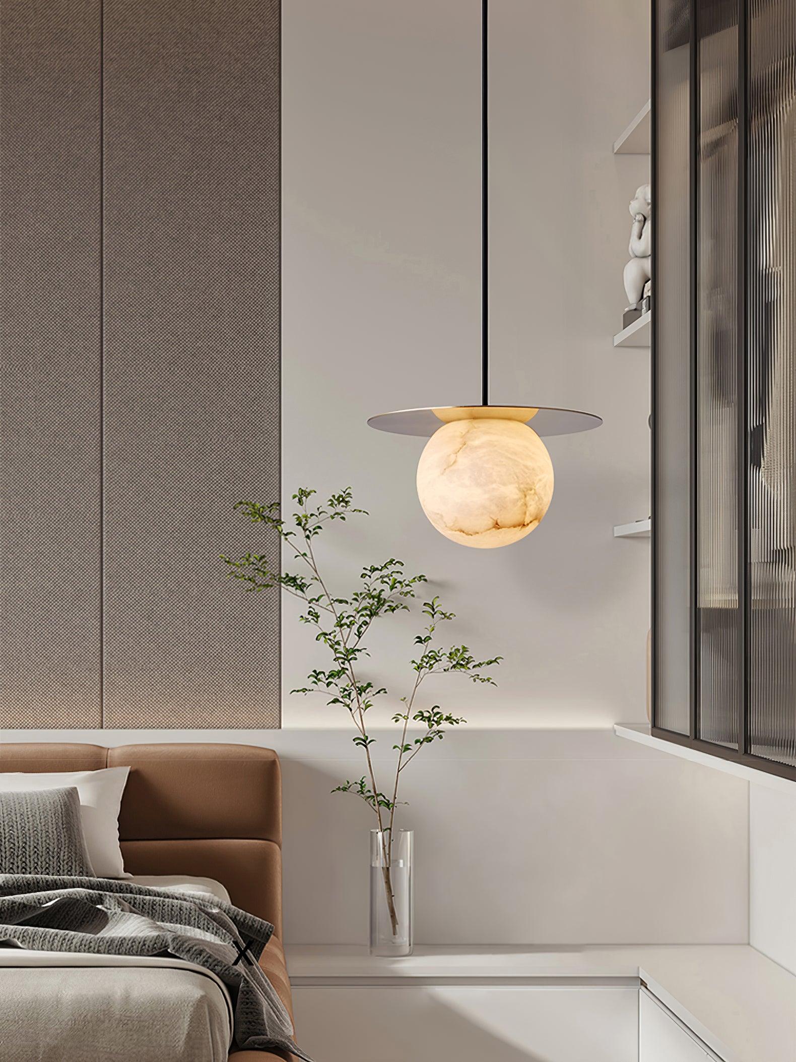Nyvelyra Sphere Alabaster Pendant Light - Blowlighting