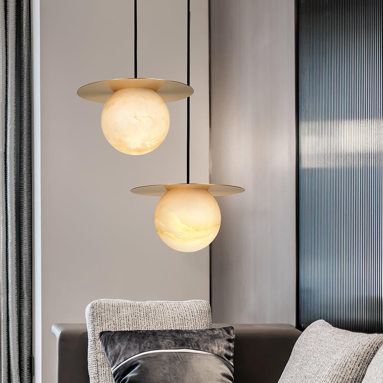 Nyvelyra Sphere Alabaster Pendant Light - Blowlighting