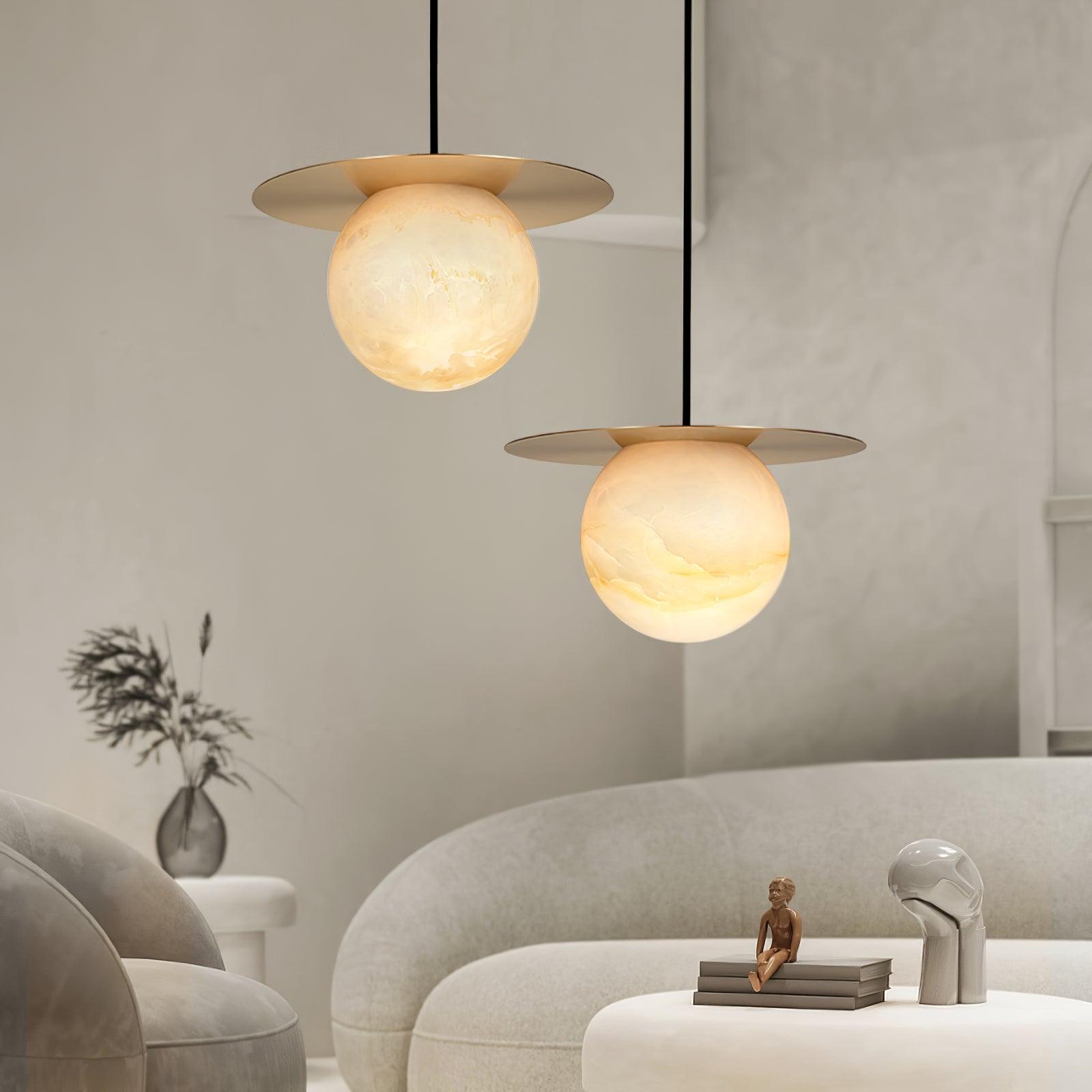 Nyvelyra Sphere Alabaster Pendant Light - Blowlighting