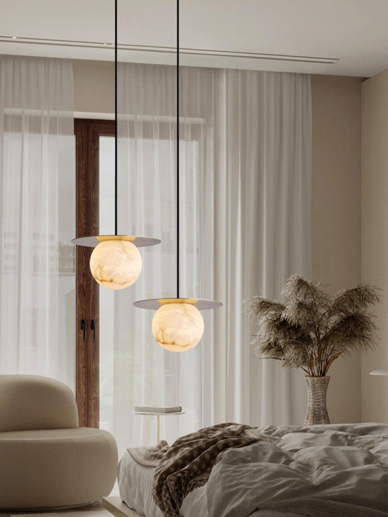 Nyvelyra Sphere Alabaster Pendant Light - Blowlighting