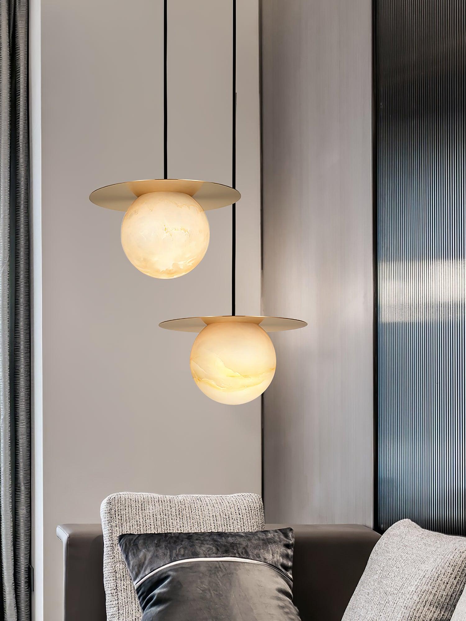 Nyvelyra Sphere Alabaster Pendant Light - Blowlighting