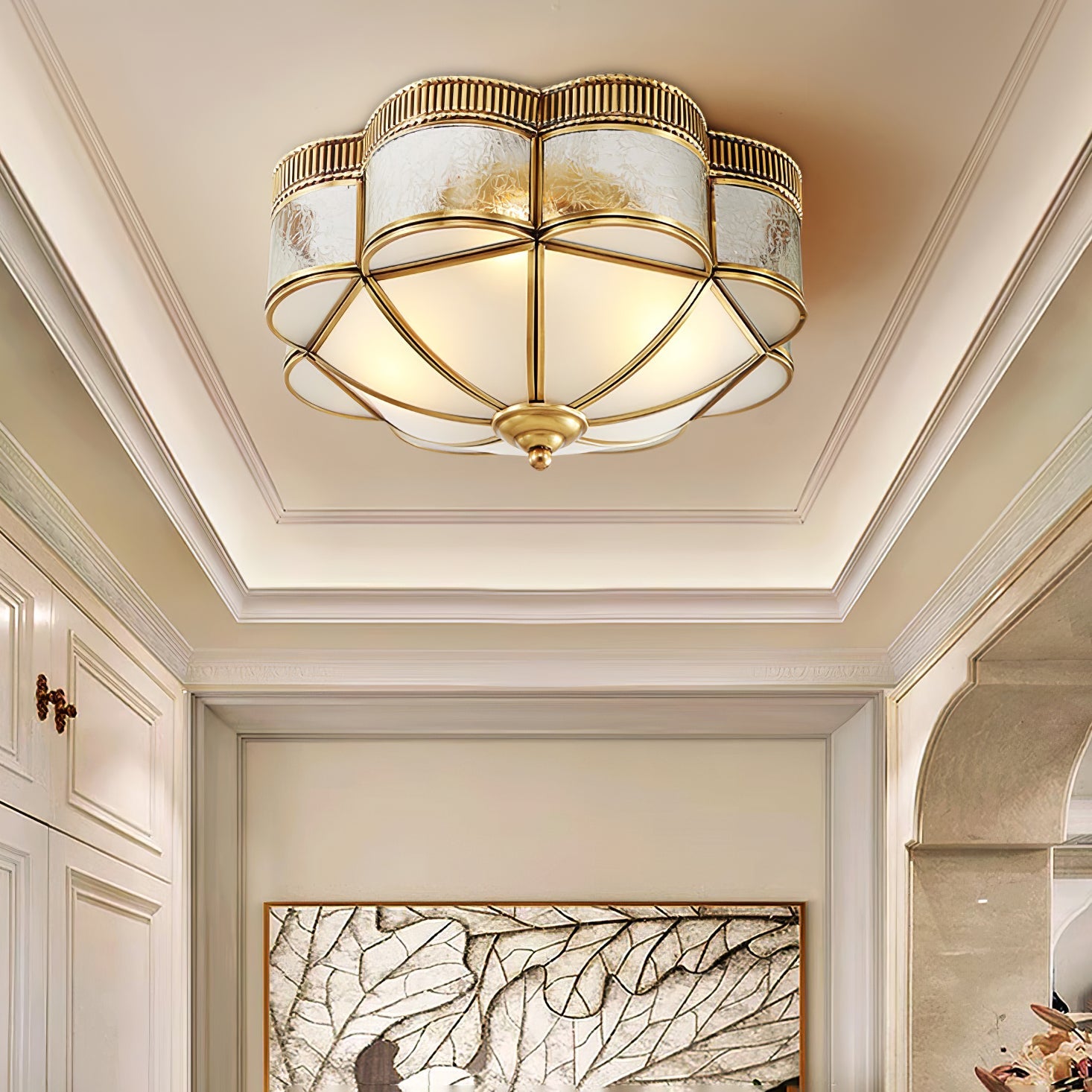 Brass Domed Flush Ceiling Lamp - Blowlighting
