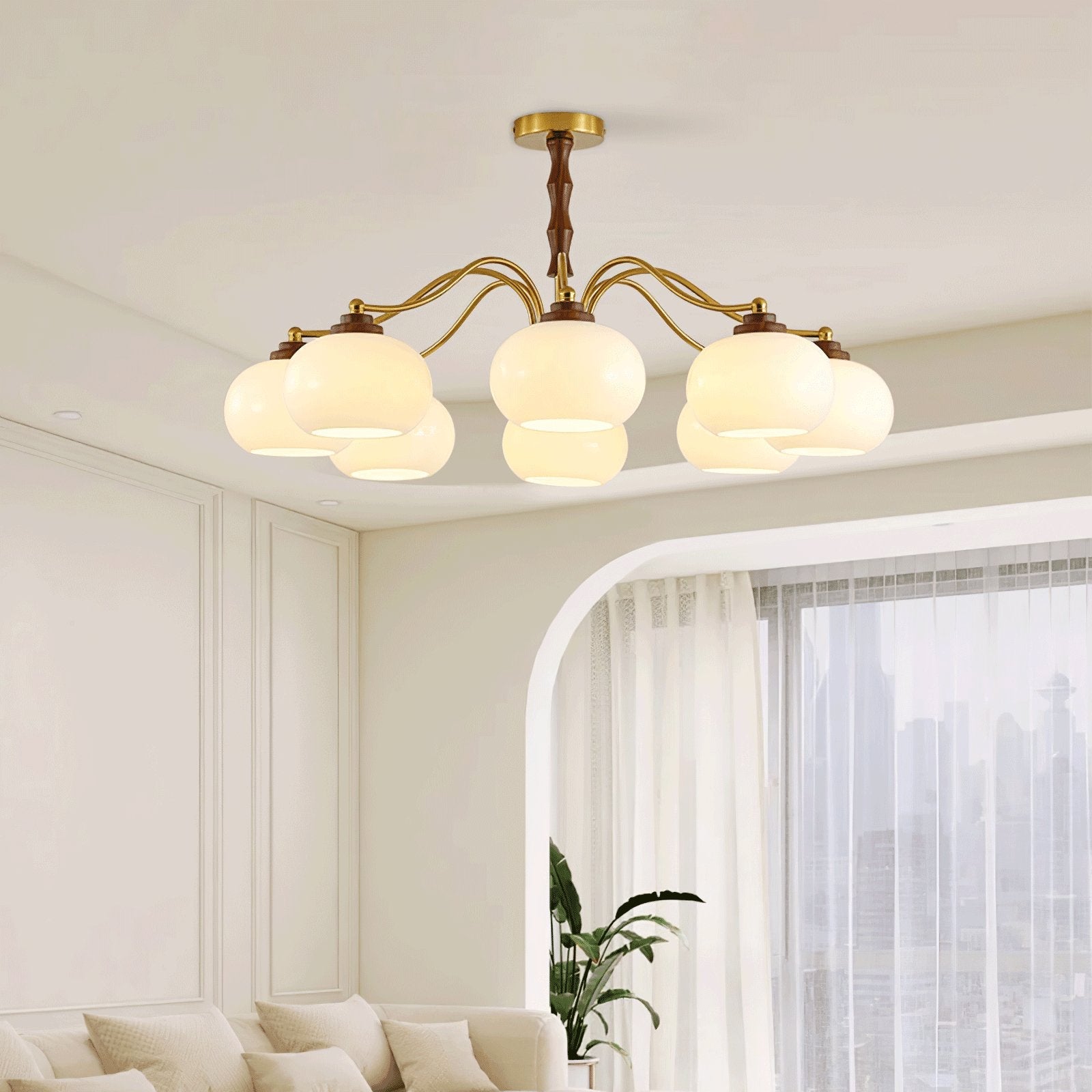 Persimmon Glass Globe Chandelier - Blowlighting