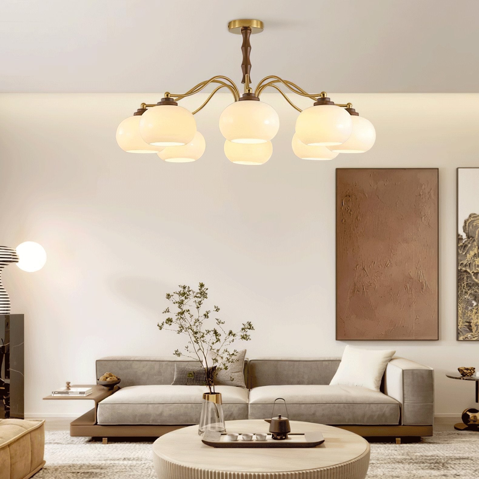 Persimmon Glass Globe Chandelier - Blowlighting