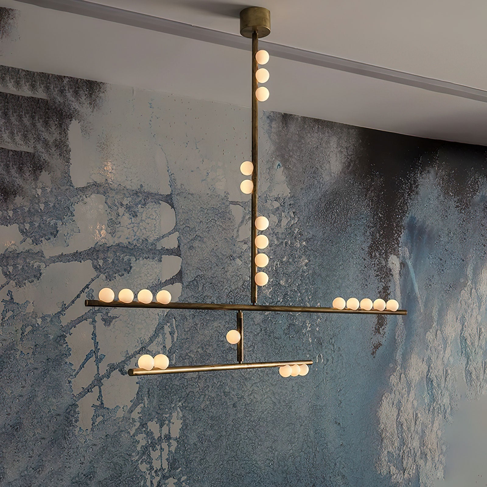 Eurzoris Geometric Brass Linear Pendant Light Chandelier - Blowlighting