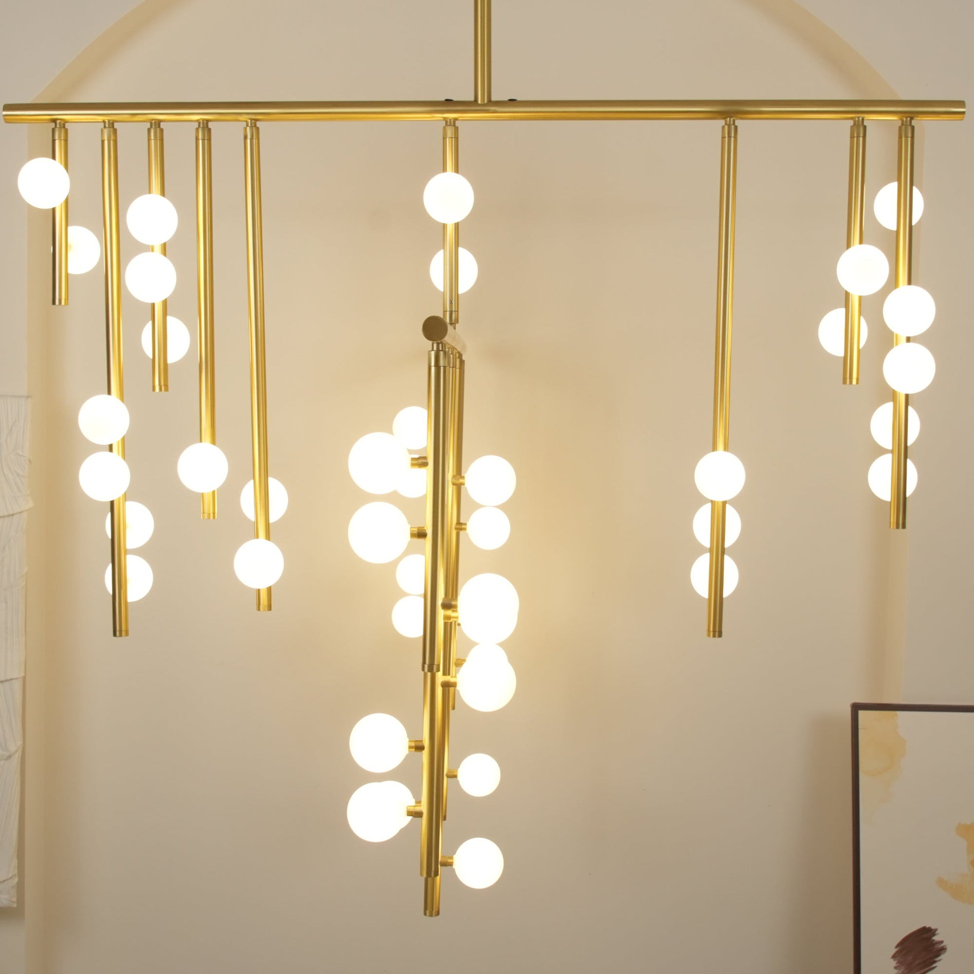 Eurzoris Geometric Brass Linear Pendant Light Chandelier - Blowlighting