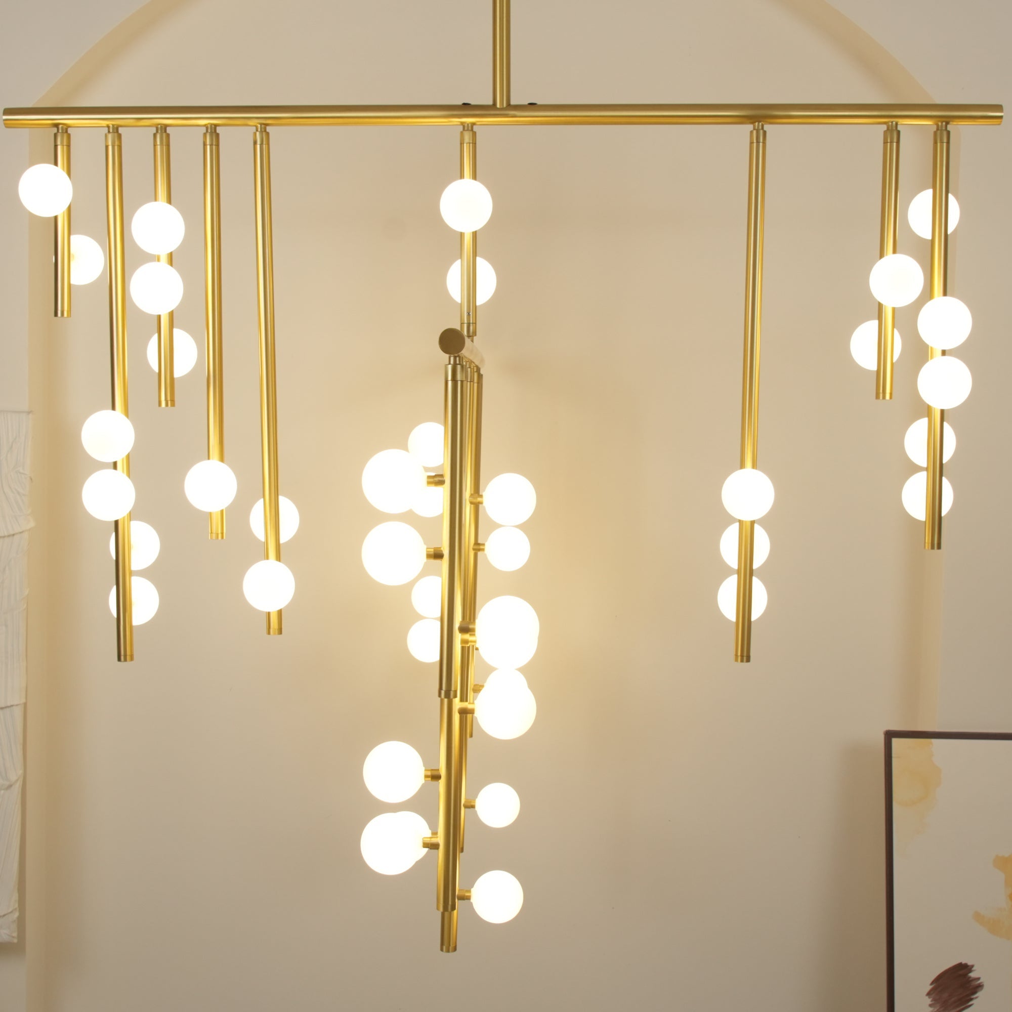 Eurzoris Geometric Brass Linear Pendant Light Chandelier - Blowlighting