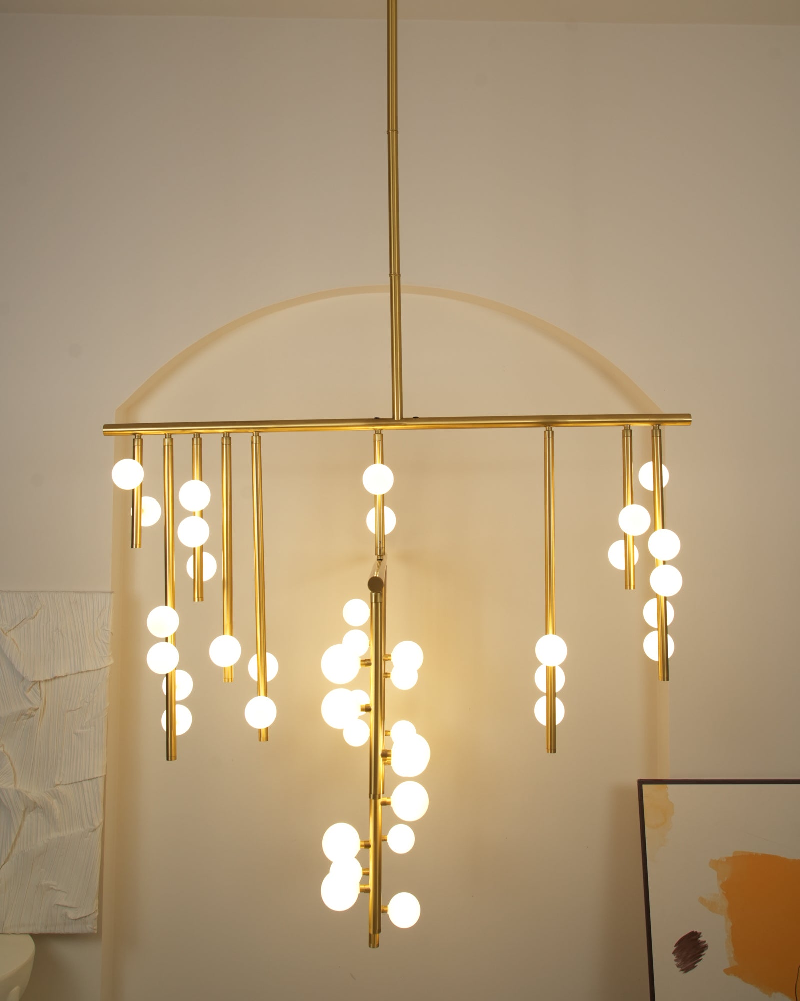 Eurzoris Geometric Brass Linear Pendant Light Chandelier - Blowlighting