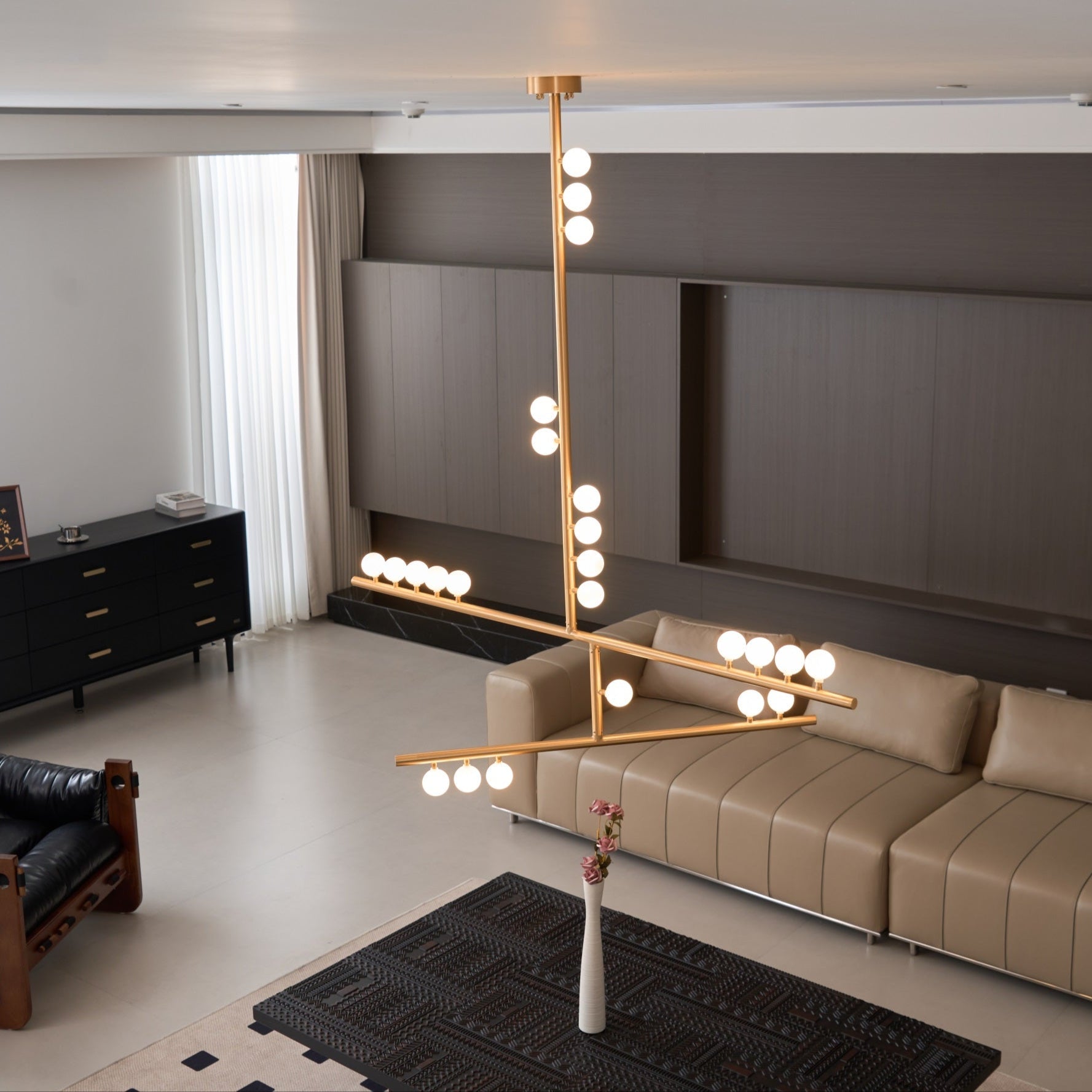 Eurzoris Geometric Brass Linear Pendant Light Chandelier - Blowlighting