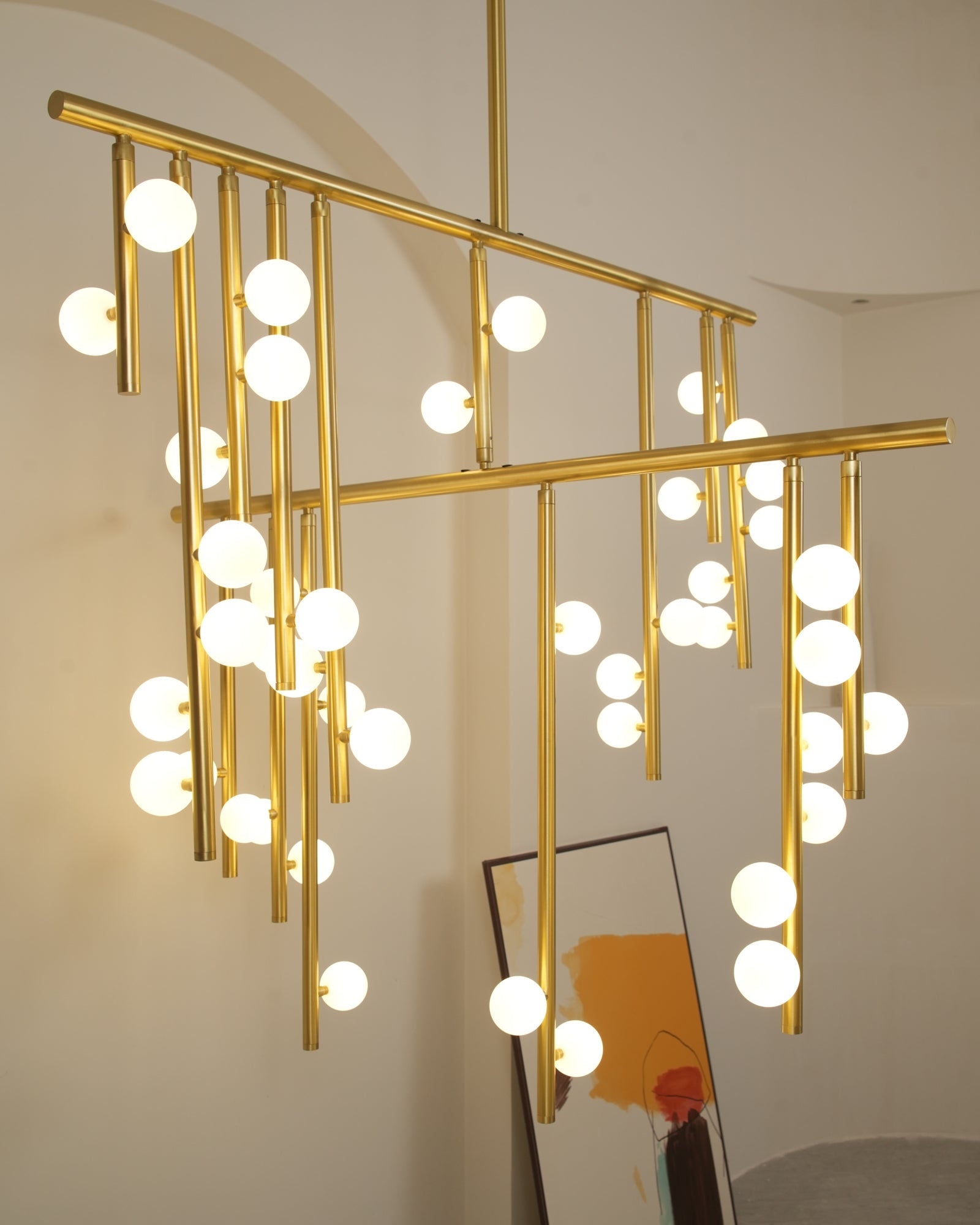 Eurzoris Geometric Brass Linear Pendant Light Chandelier - Blowlighting