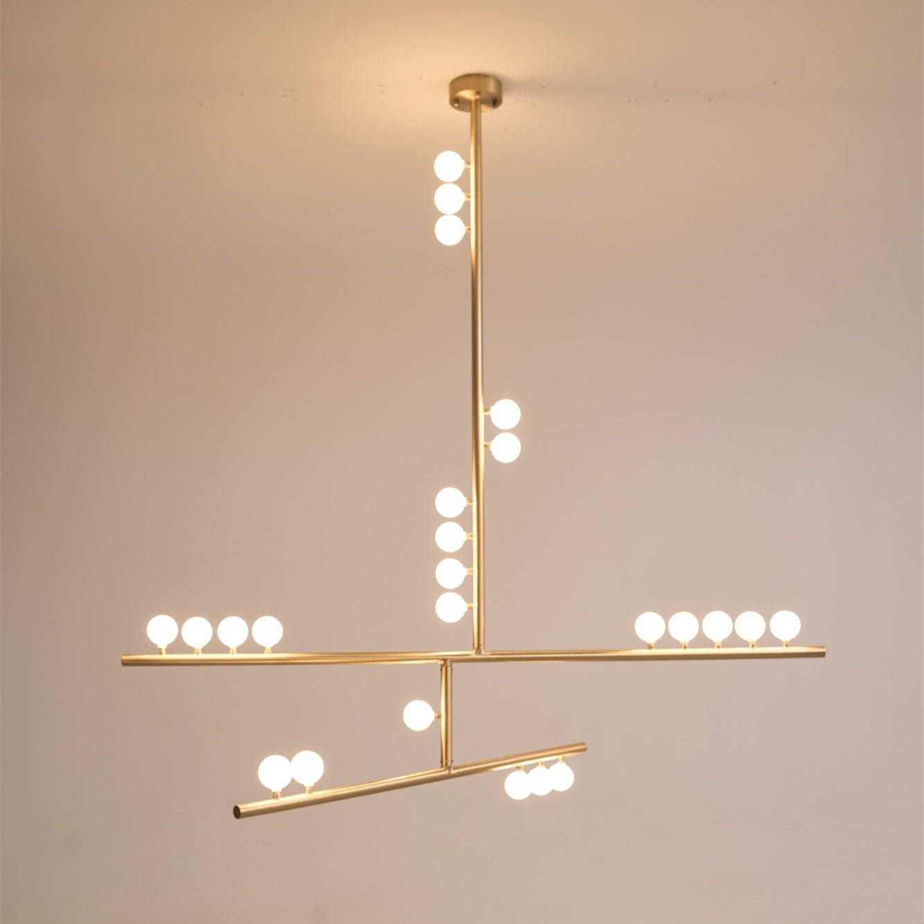 Eurzoris Geometric Brass Linear Pendant Light Chandelier - Blowlighting