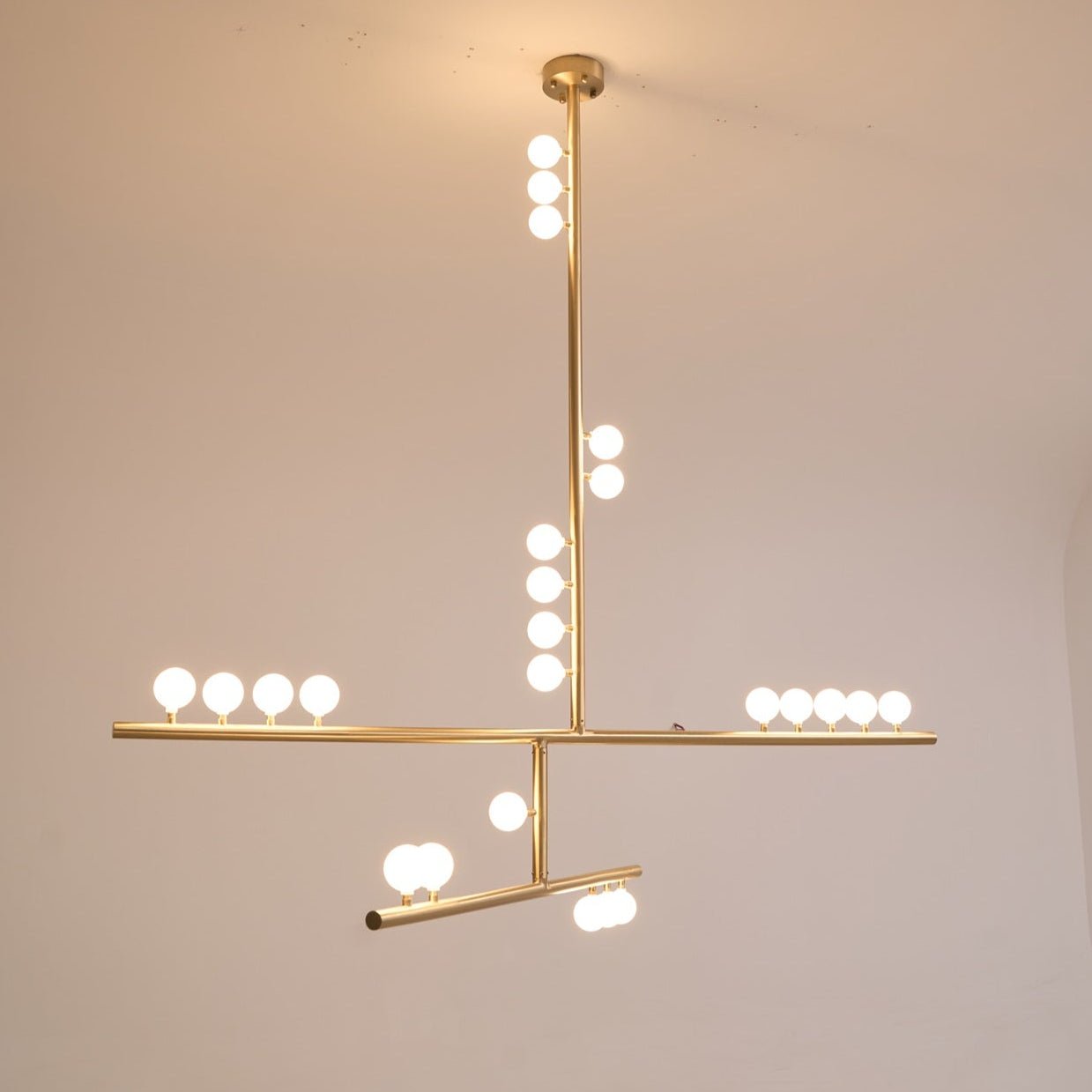 Eurzoris Geometric Brass Linear Pendant Light Chandelier - Blowlighting
