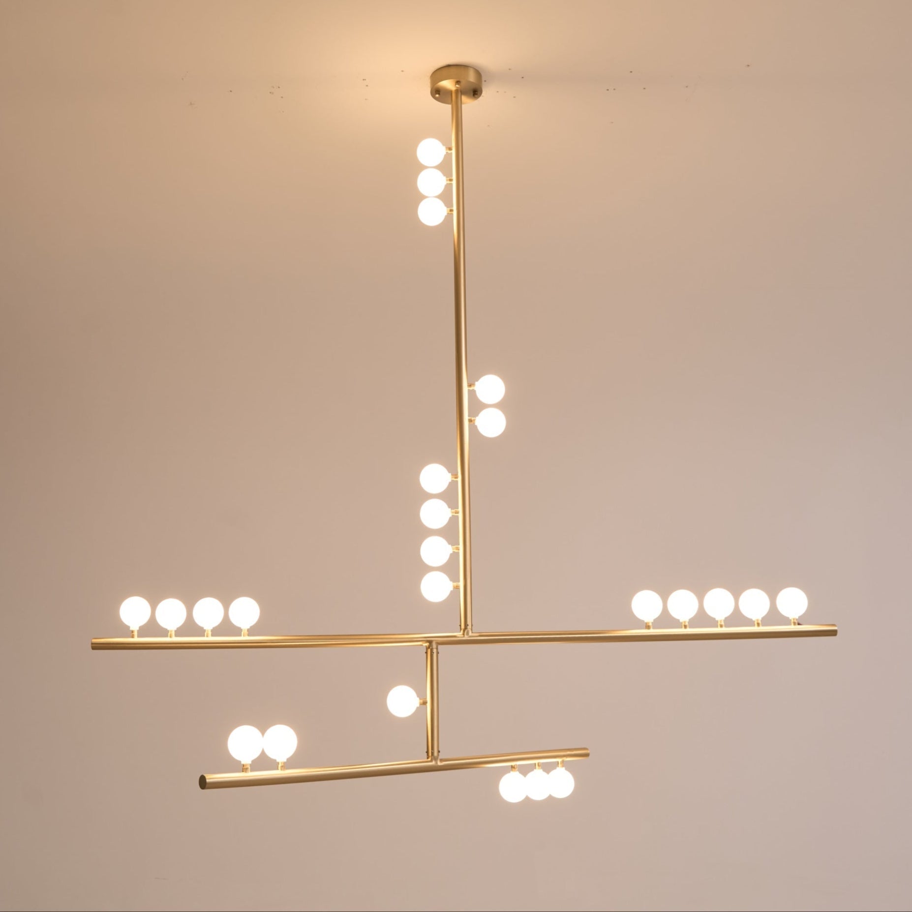 Eurzoris Geometric Brass Linear Pendant Light Chandelier - Blowlighting