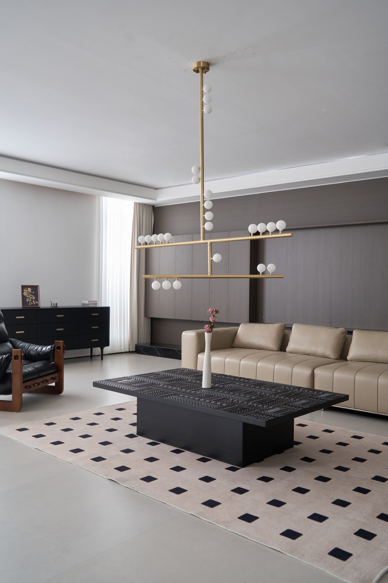 Eurzoris Geometric Brass Linear Pendant Light Chandelier - Blowlighting