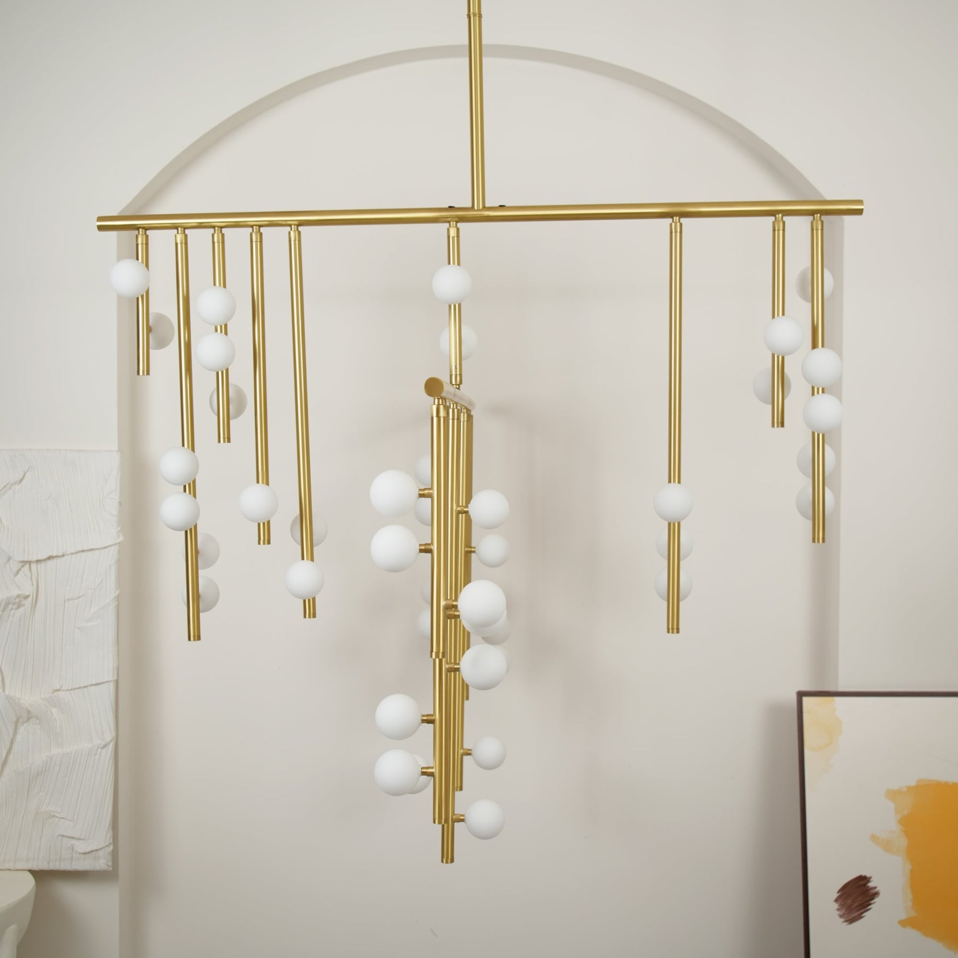 Eurzoris Geometric Brass Linear Pendant Light Chandelier - Blowlighting