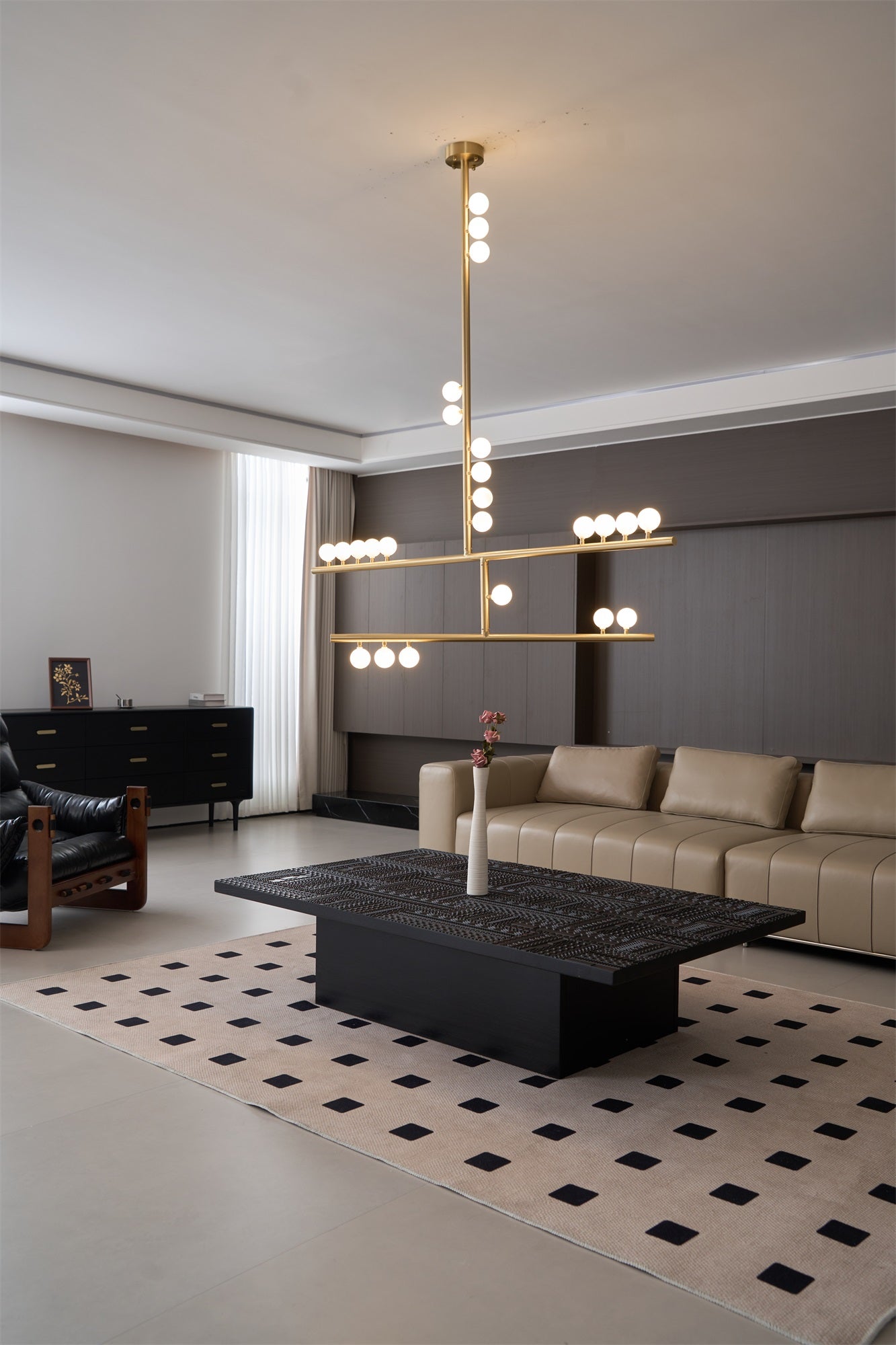 Eurzoris Geometric Brass Linear Pendant Light Chandelier - Blowlighting
