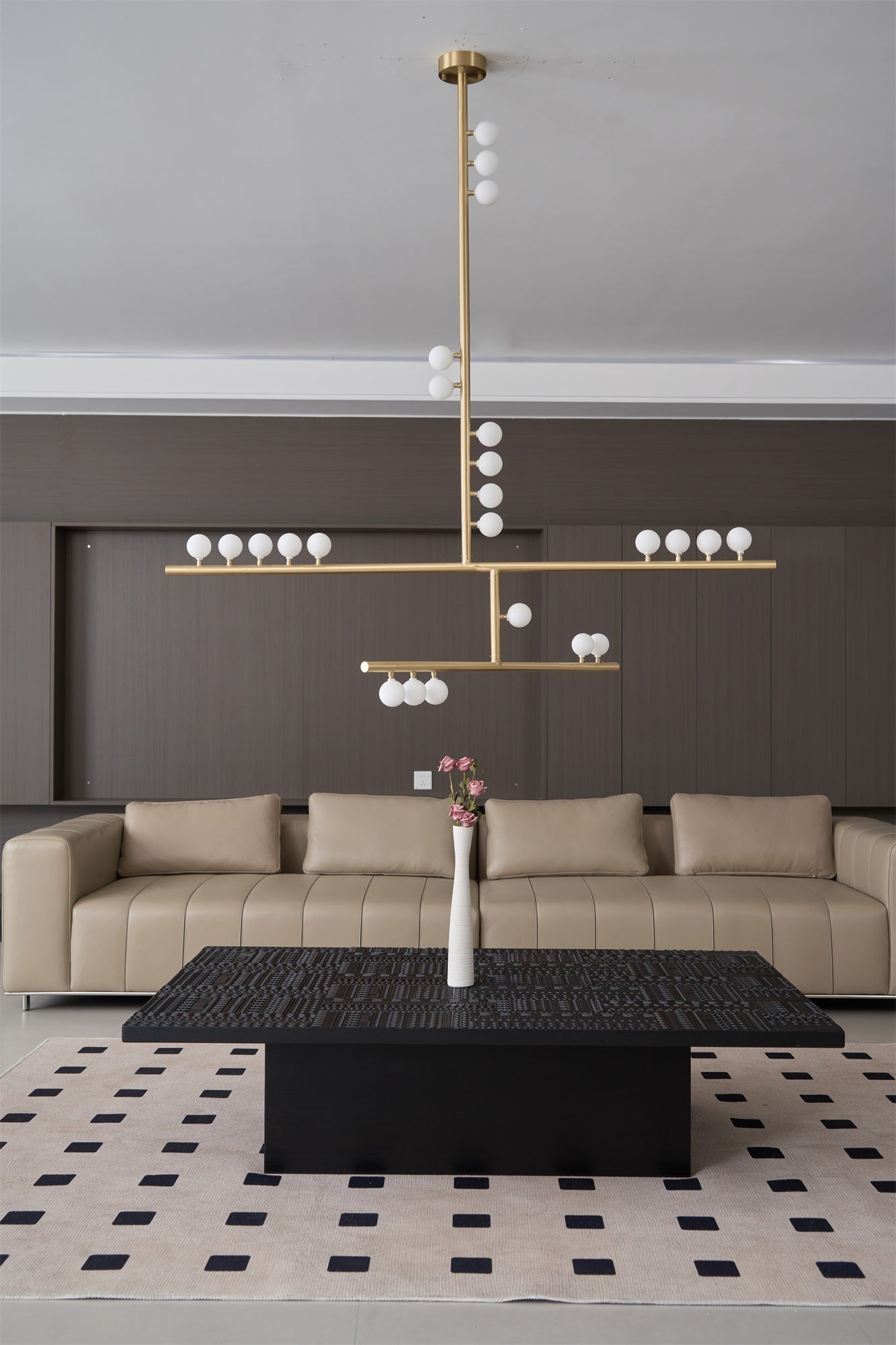 Eurzoris Geometric Brass Linear Pendant Light Chandelier - Blowlighting