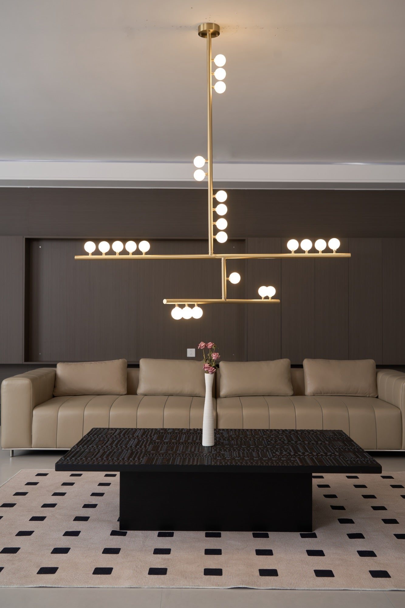 Eurzoris Geometric Brass Linear Pendant Light Chandelier - Blowlighting