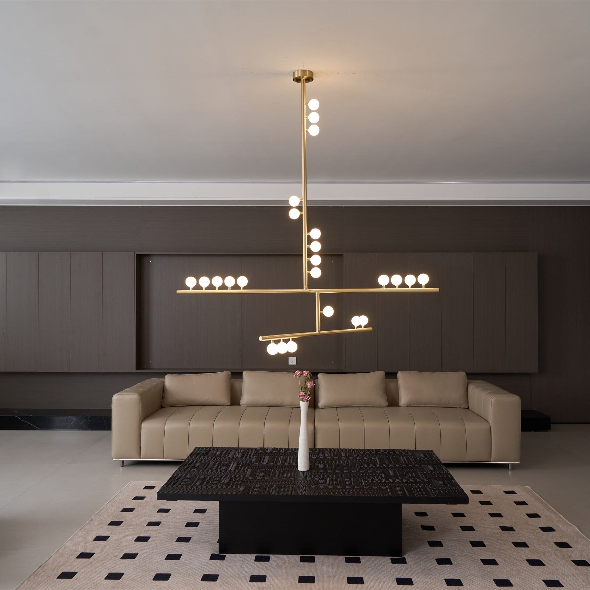 Eurzoris Geometric Brass Linear Pendant Light Chandelier - Blowlighting