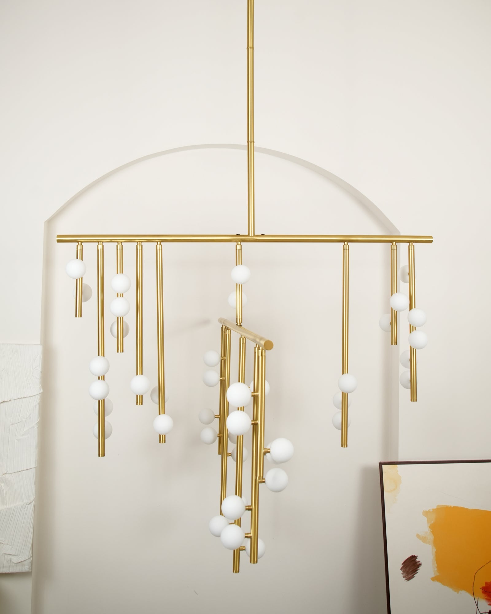 Eurzoris Geometric Brass Linear Pendant Light Chandelier - Blowlighting